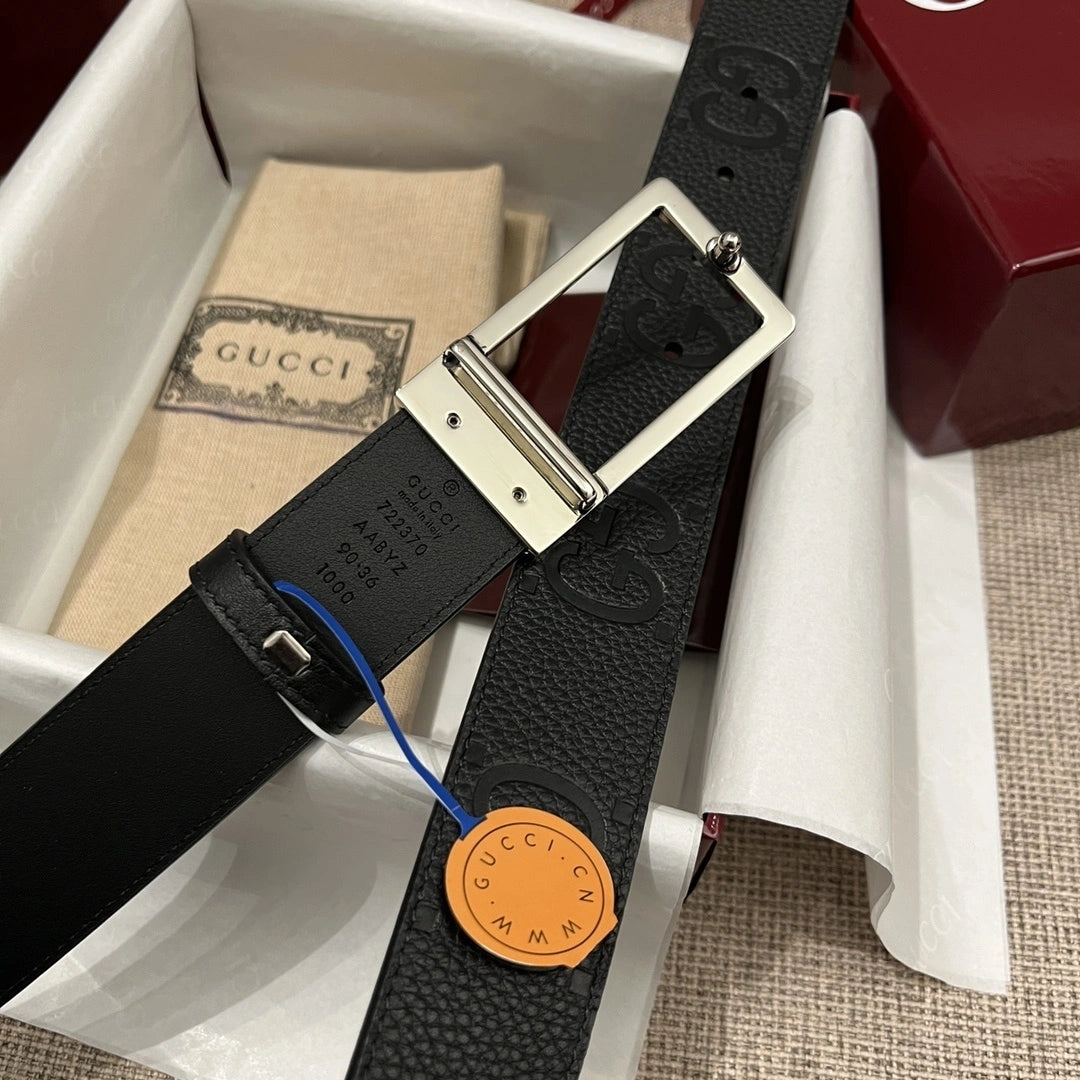 Gucci Premium Leather Belt Black - Hình 2