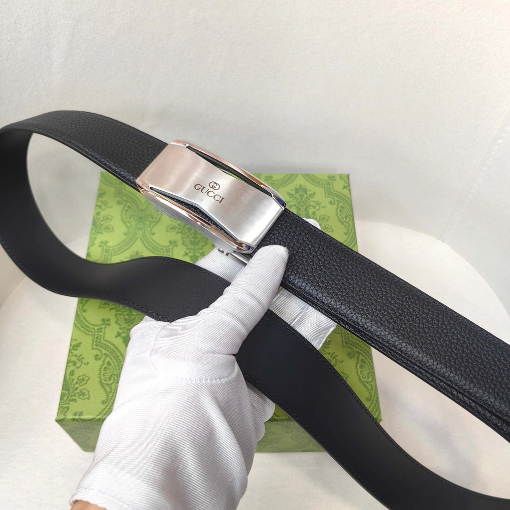 Gucci Premium Leather Belt with Silver Buckle - Hình 3