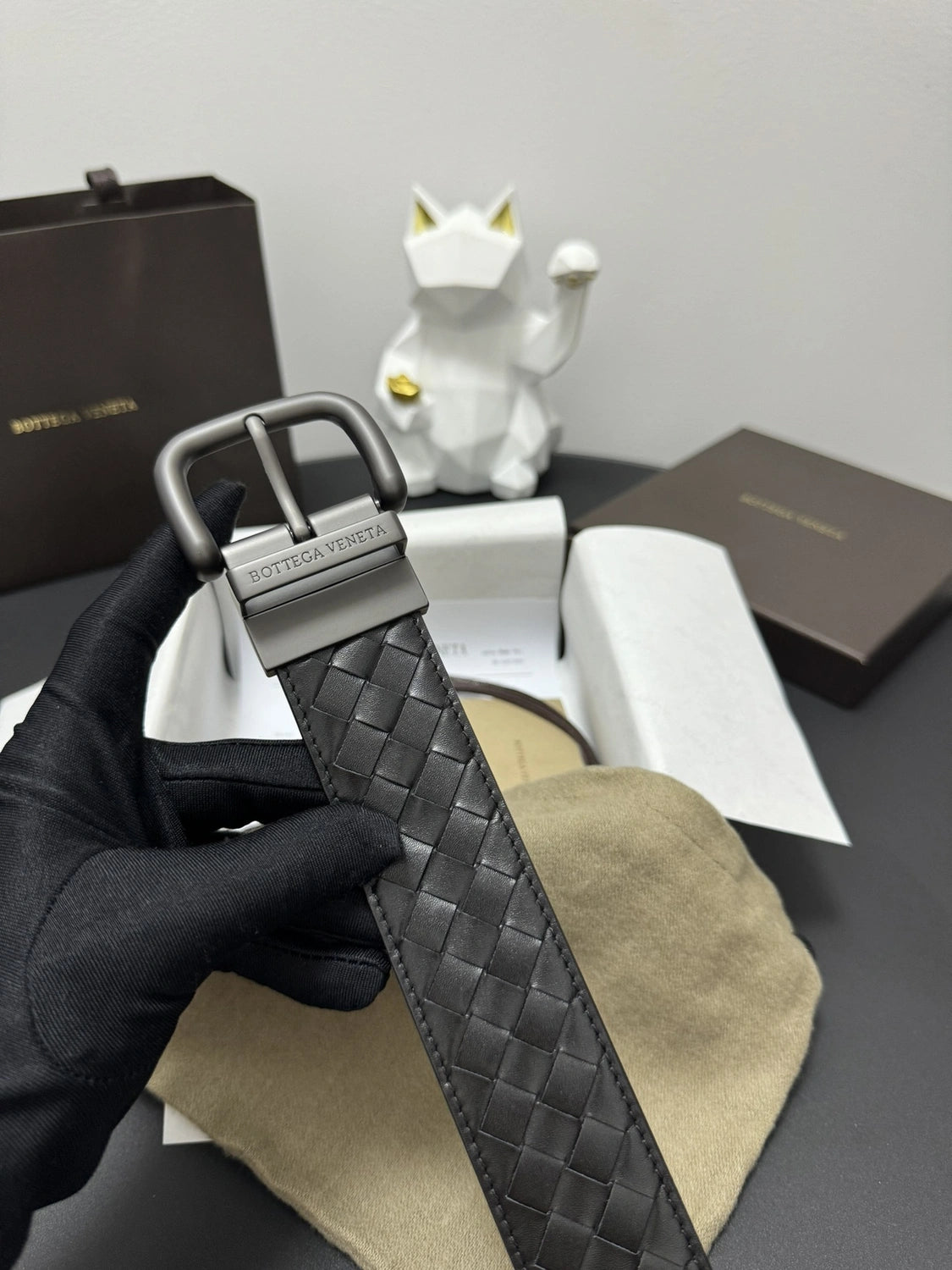 Bottega Veneta Premium Woven Leather Belt - Hình 3