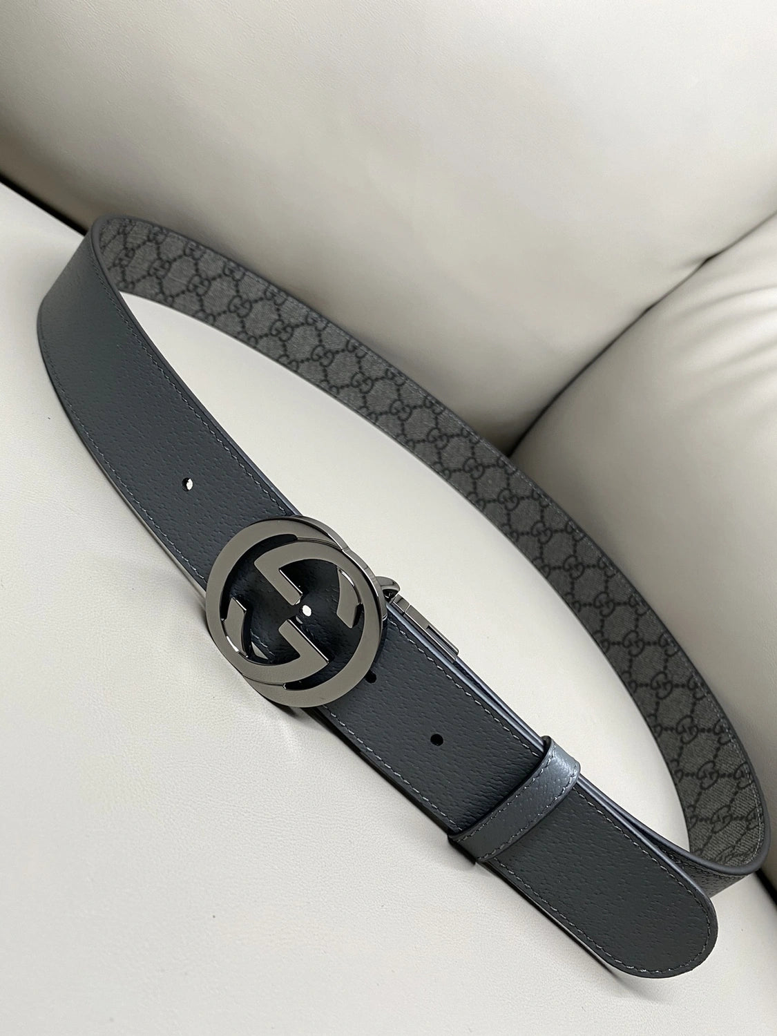 Gucci Grey Interlocking G Belt - Hình 3