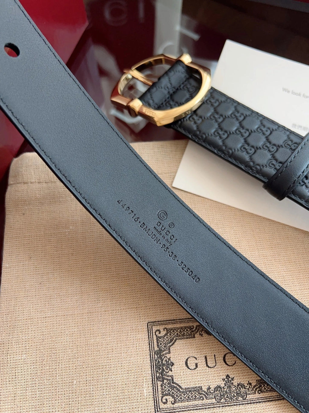 Gucci Gold Pin Buckle Belt - Hình 3