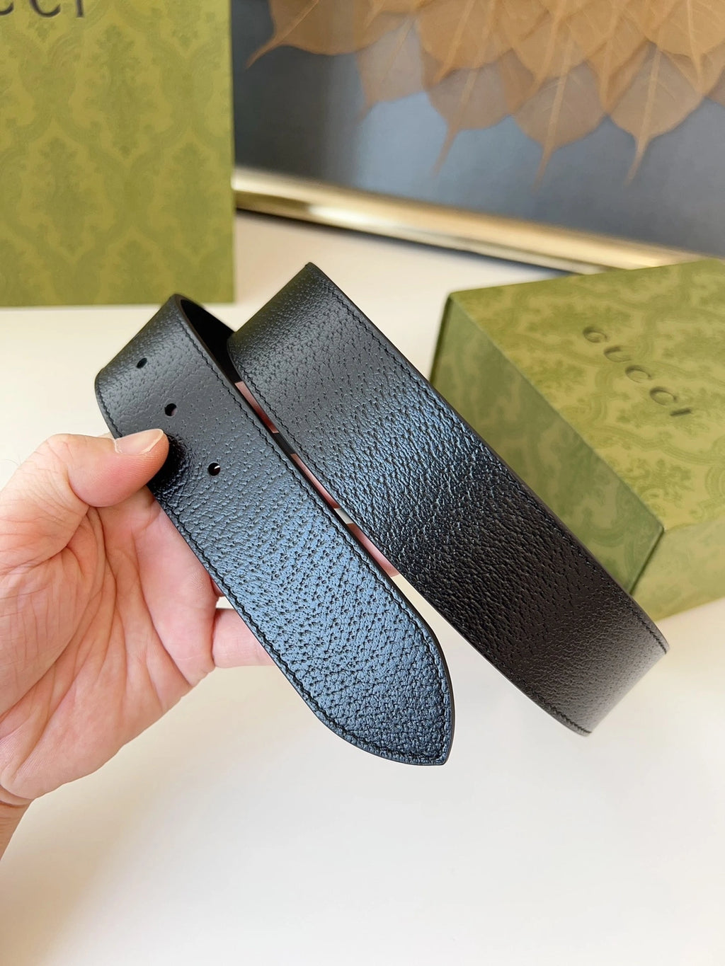 Premium Black Leather Belt with Silver Buckle - Hình 3