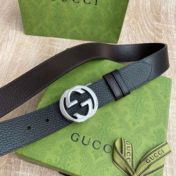 Gucci Leather Belt with GG Buckle - Hình 3