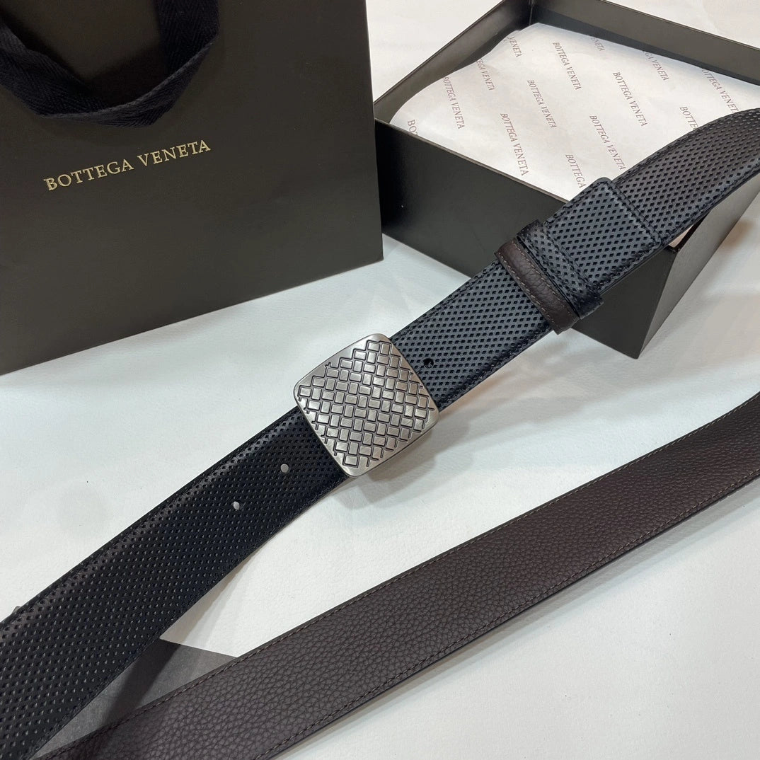 Premium Woven Leather Belt with Metal Buckle - Hình 3