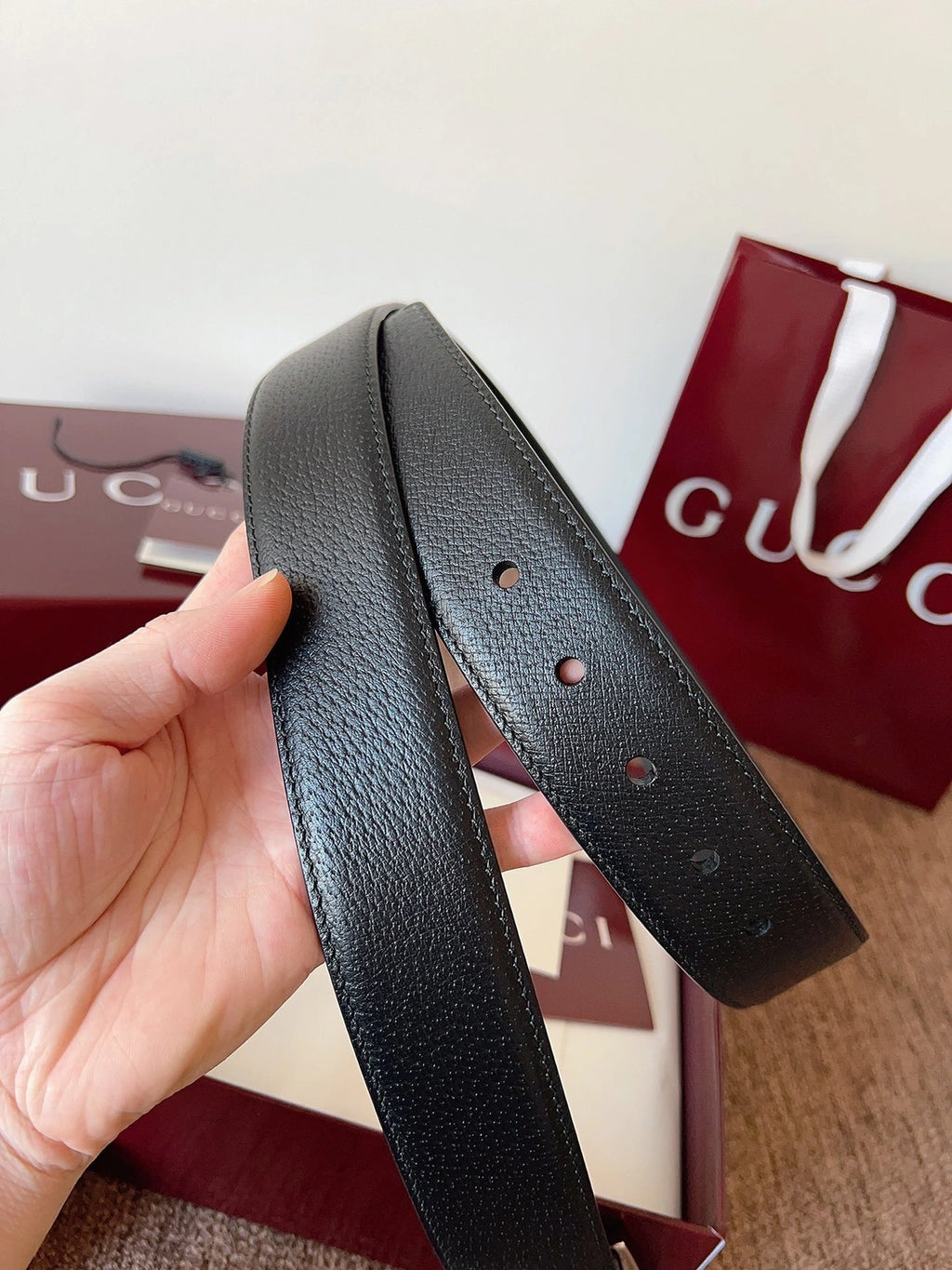 Gucci Premium Leather Belt Black - Hình 3