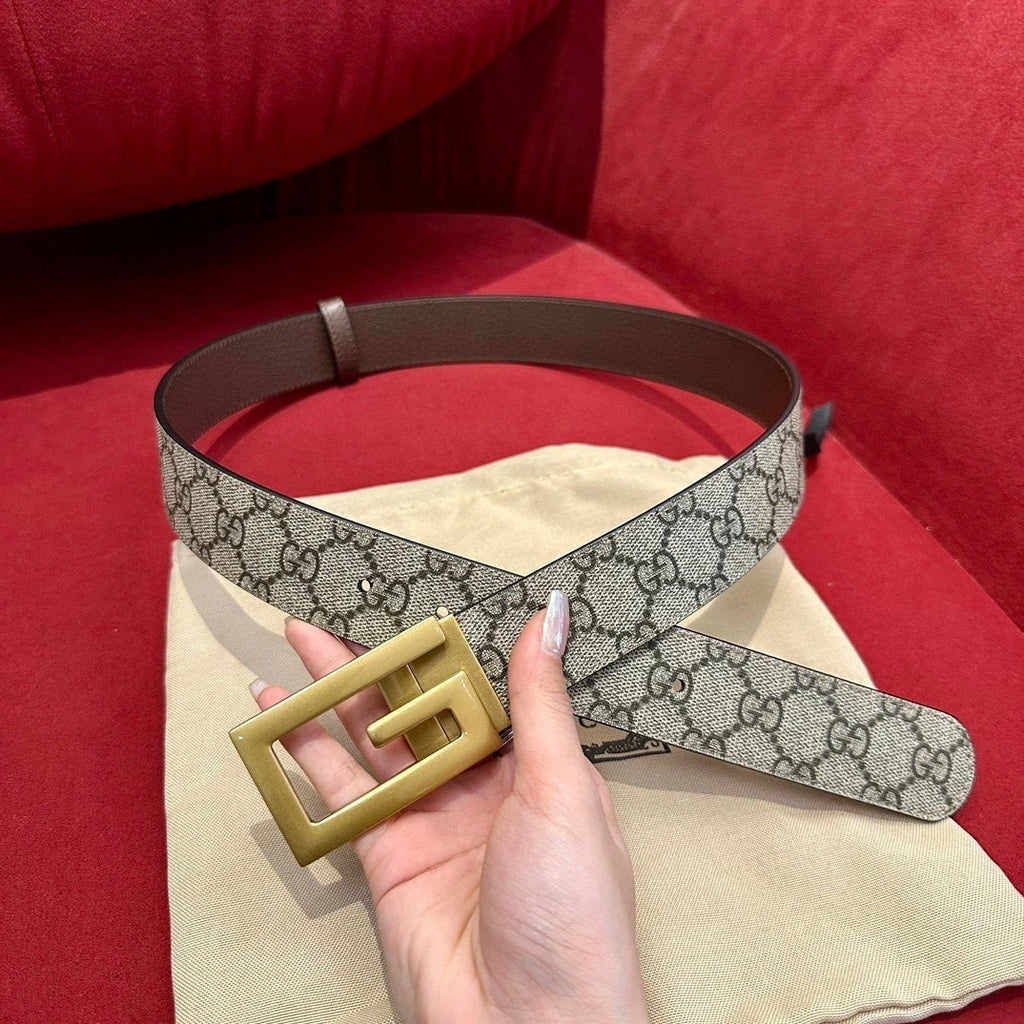 Premium Designer Belt with Iconic Monogram Pattern - Hình 3