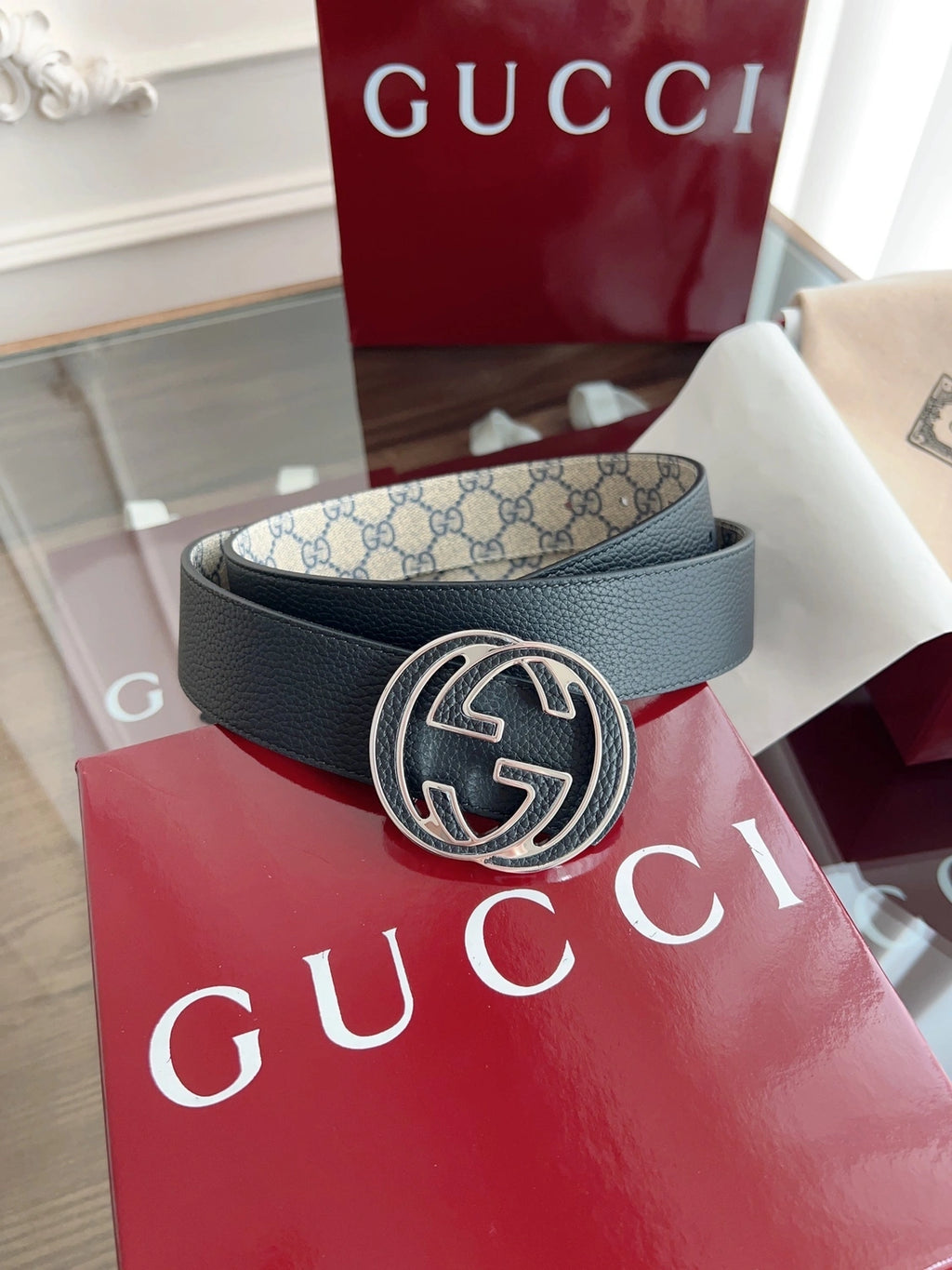 Premium Quality Gucci Belt with GG Buckle - Hình 2