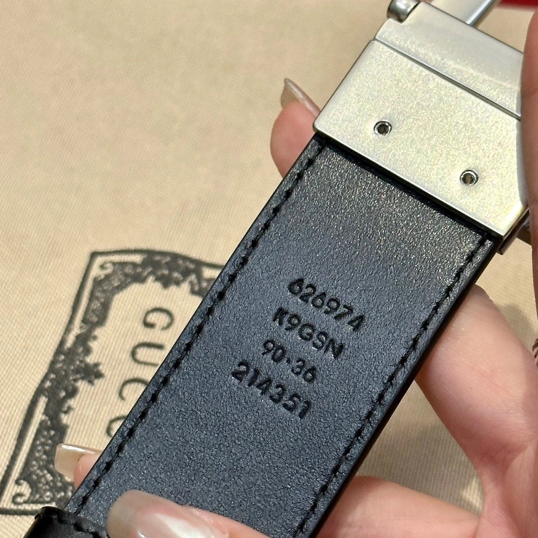Premium Leather Belt with Silver Buckle - Hình 3