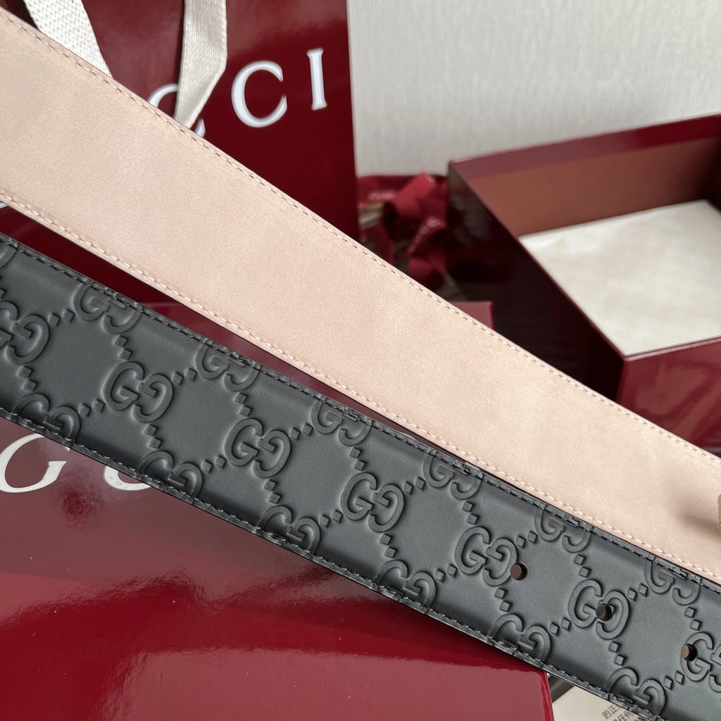 Gucci Premium Leather Belt with GG Buckle - Hình 3