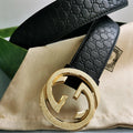 Gucci inspired premium leather belt with gold buckle