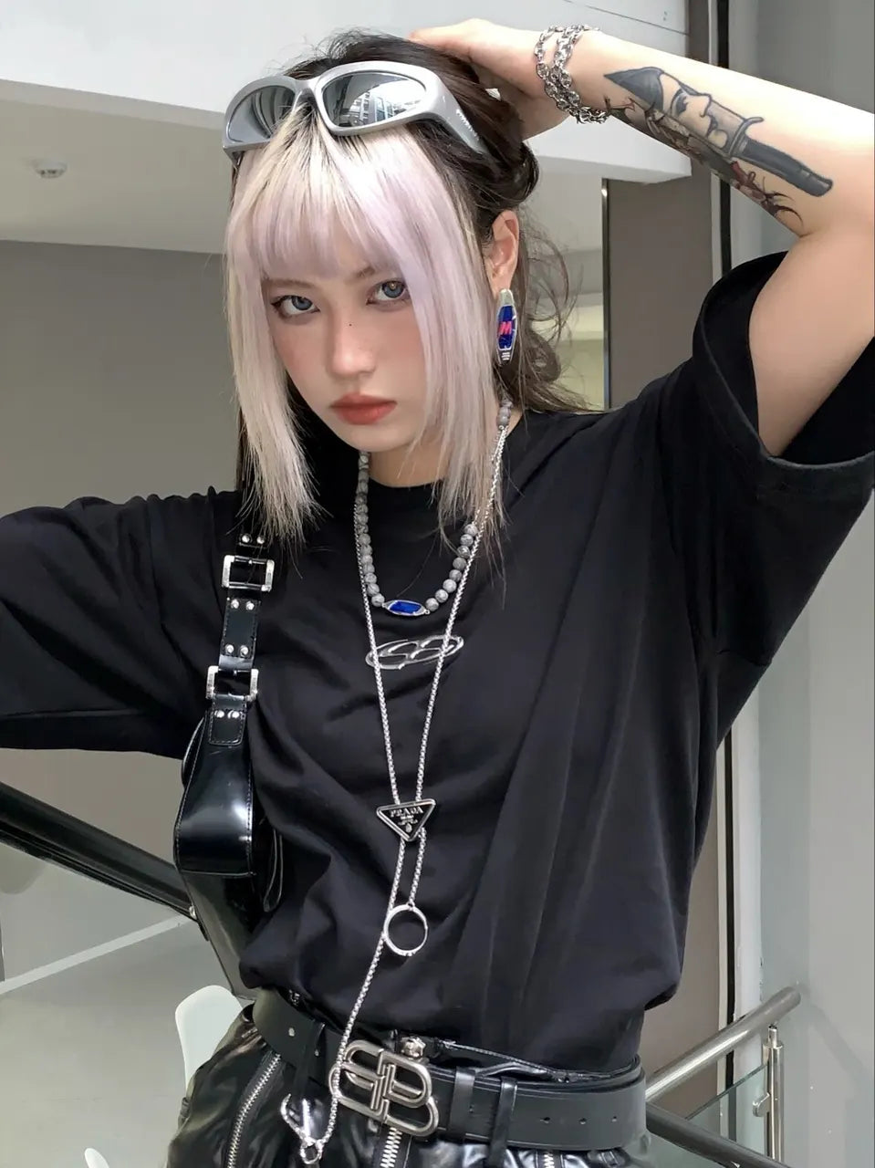 modern Prada Silver Logo Chain Necklace - Hình 3