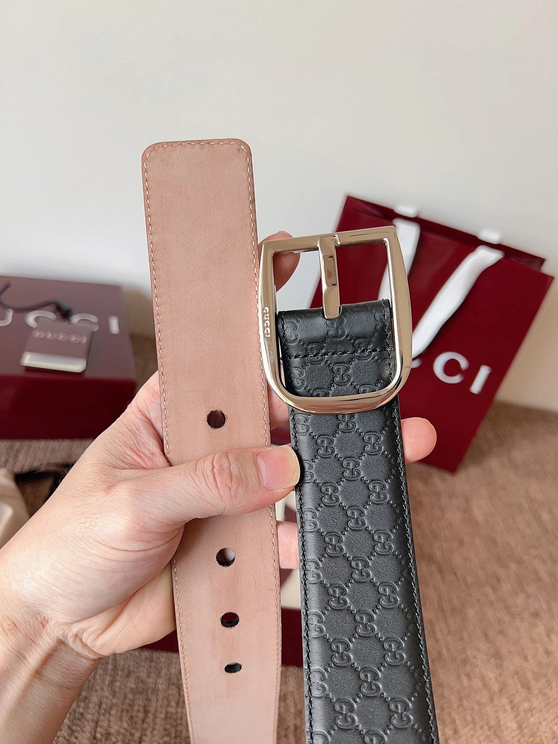 Gucci Signature Leather Belt Black - Hình 3