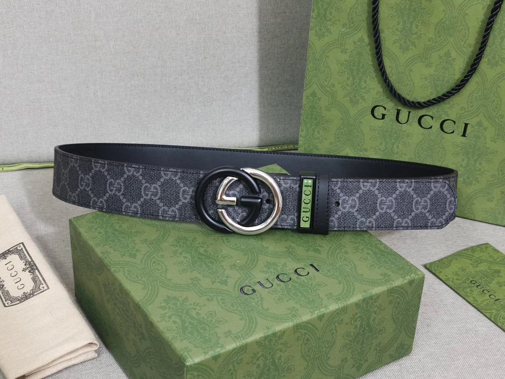 Gucci Grey Supreme GG Belt in original packaging - Hình 3