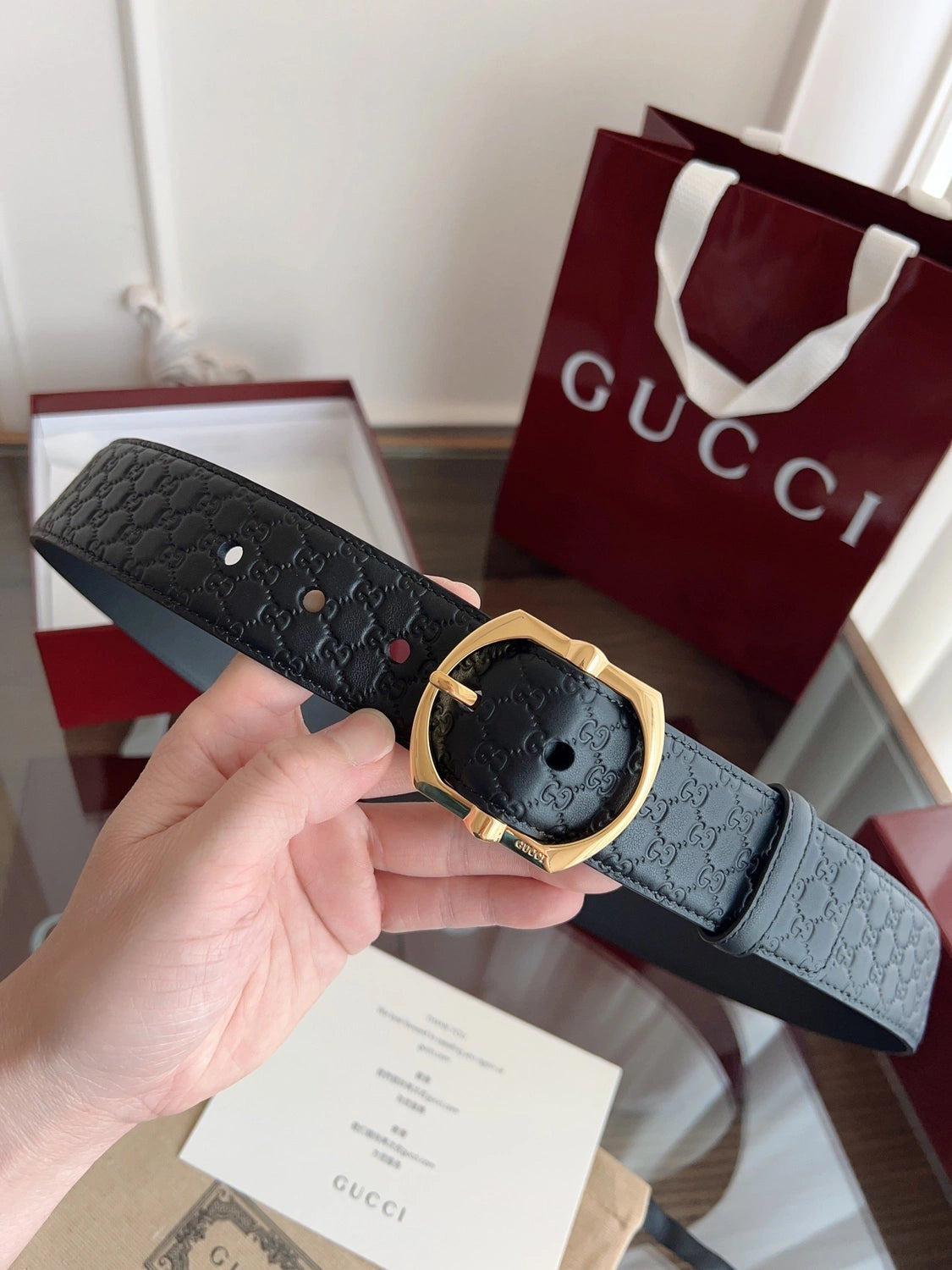 Gucci Gold Pin Buckle Belt - Hình 4