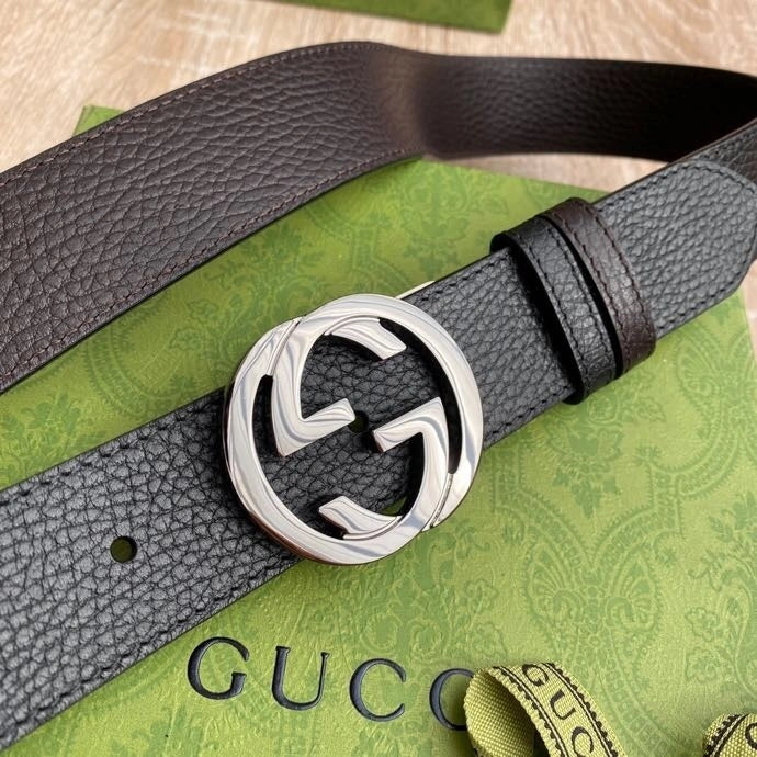 Gucci Premium Leather Belt with GG Buckle - Hình 4
