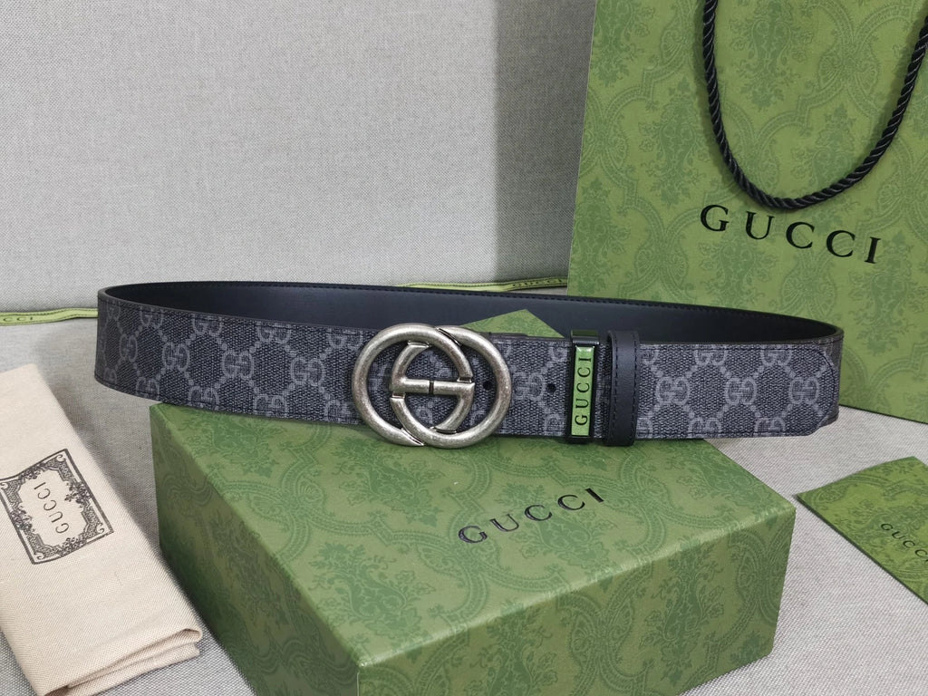 Gucci Grey Supreme GG Belt in original packaging - Hình 4