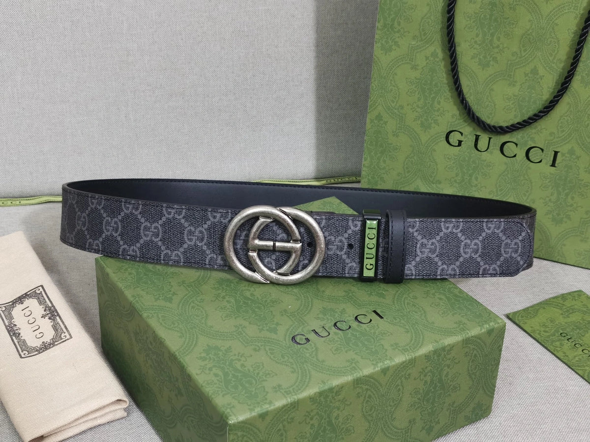 Gucci Grey Supreme GG Belt in original packaging - Hình 4