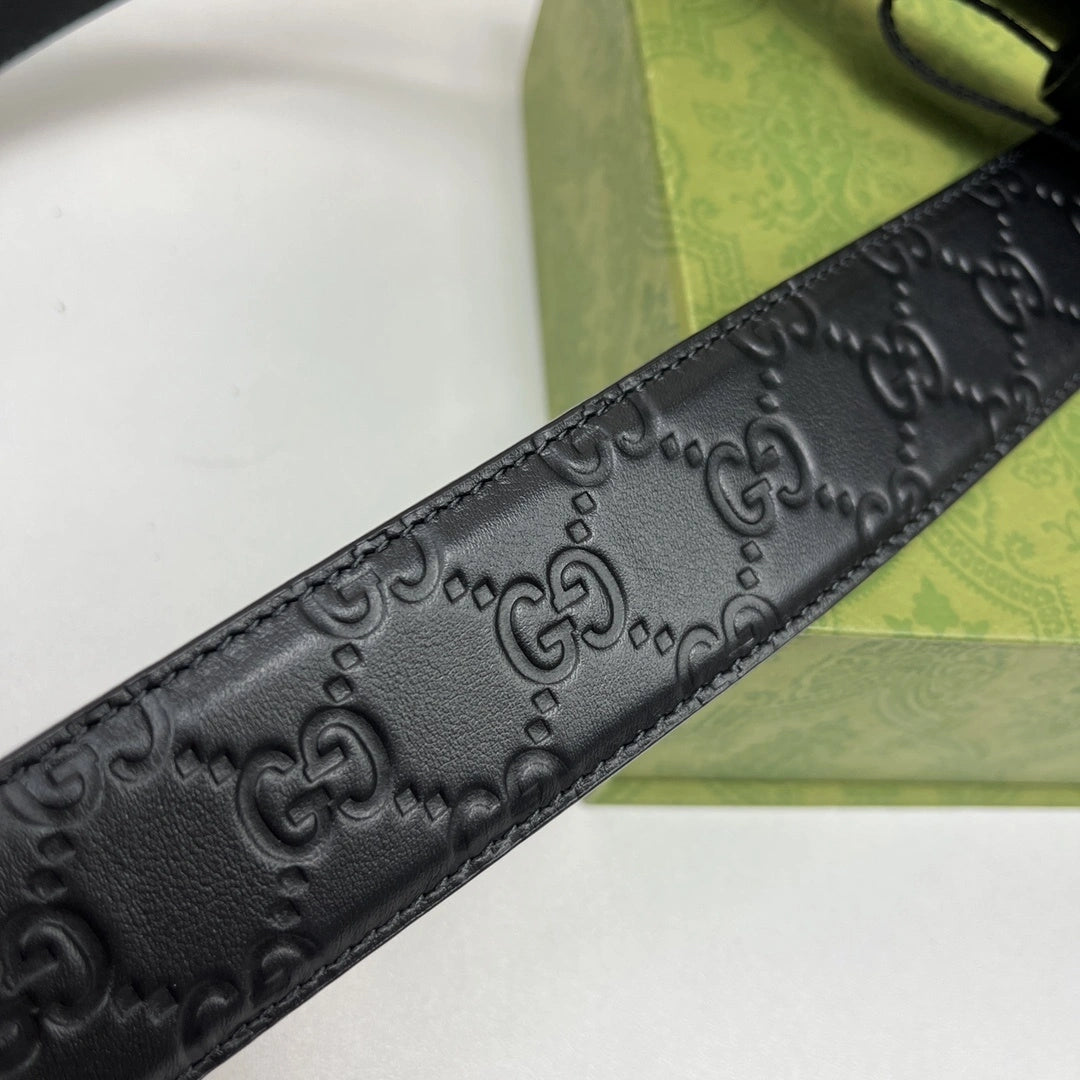 Gucci Inspired Premium Leather Belt with GG Buckle - Hình 4