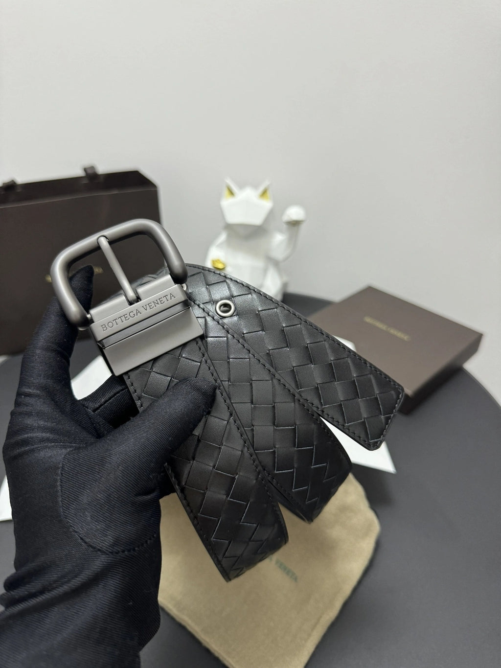 Bottega Veneta Premium Woven Leather Belt - Hình 4