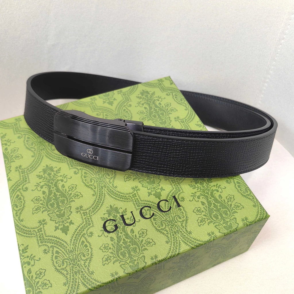 Gucci Premium Black Leather Belt with Iconic Buckle - Hình 4