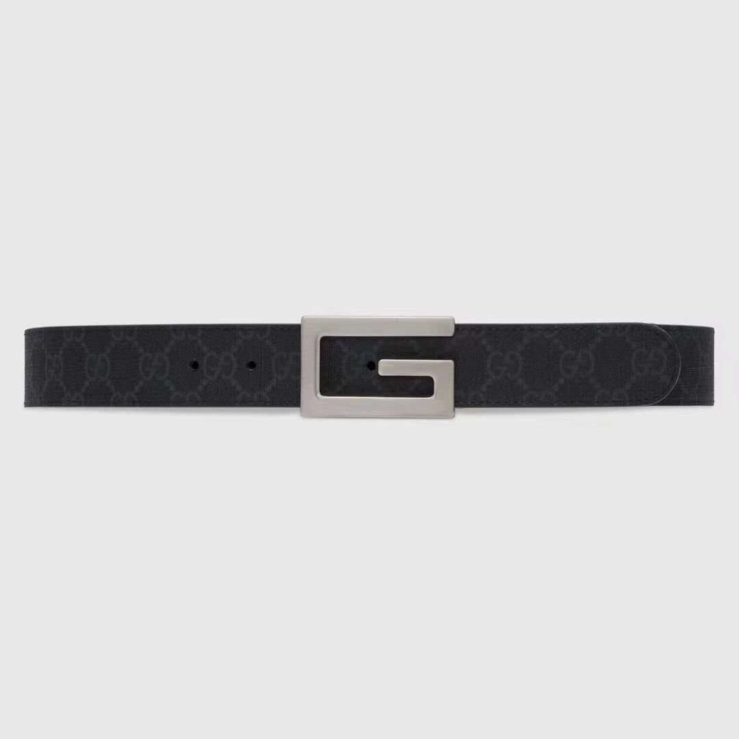 Two premium designer belts, one brown and one black, with iconic buckle designs. - Hình 4