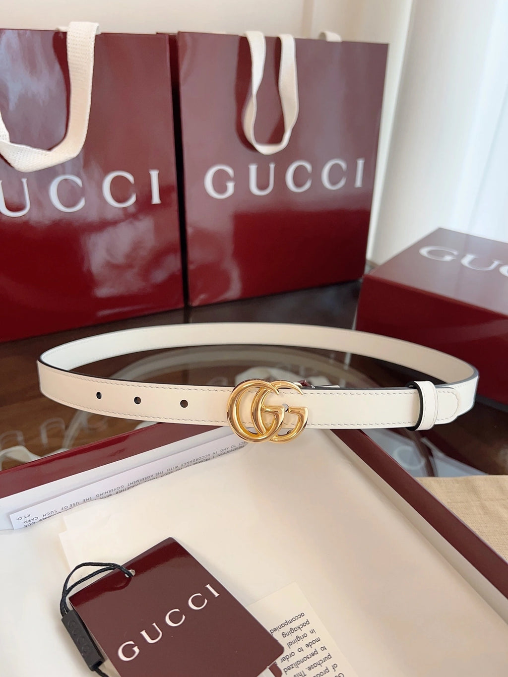 Gucci Premium Leather Belt with GG Buckle