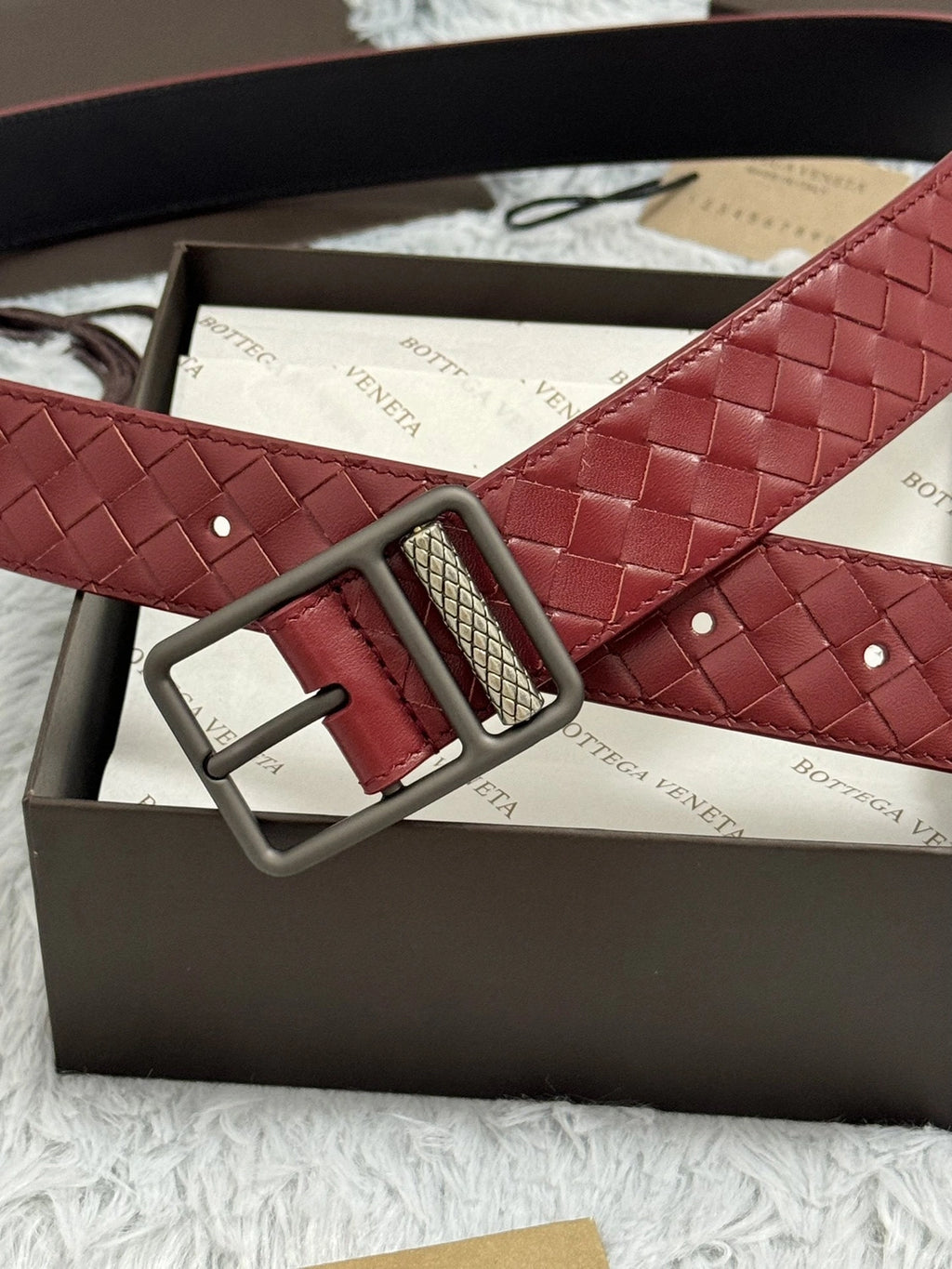 Premium Black Leather Belt with Silver Square Buckle - Hình 2
