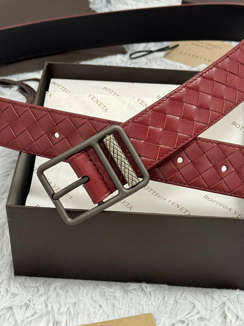 Premium Black Leather Belt with Silver Square Buckle - Hình 2