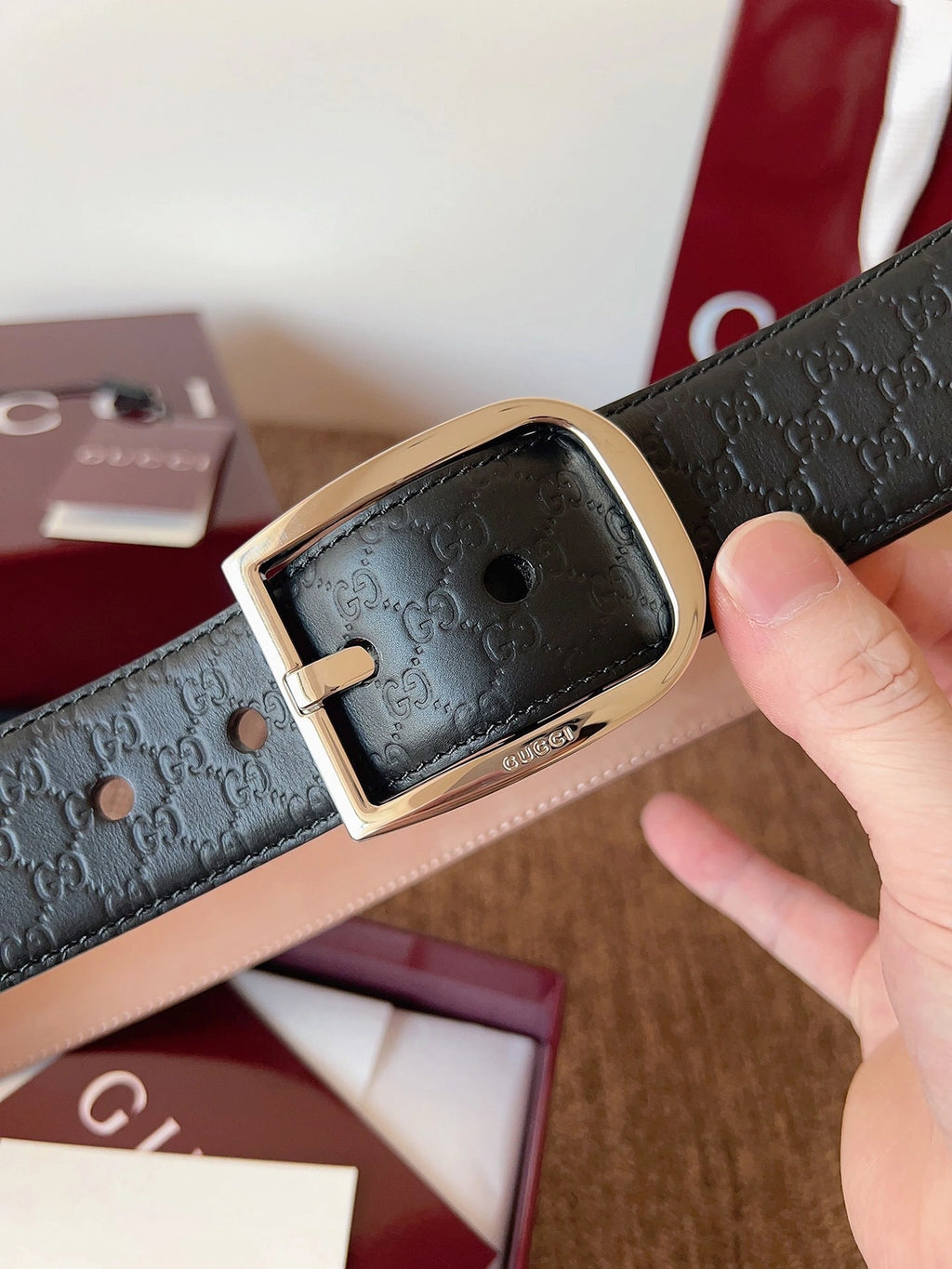 Gucci Signature Leather Belt Black - Hình 4