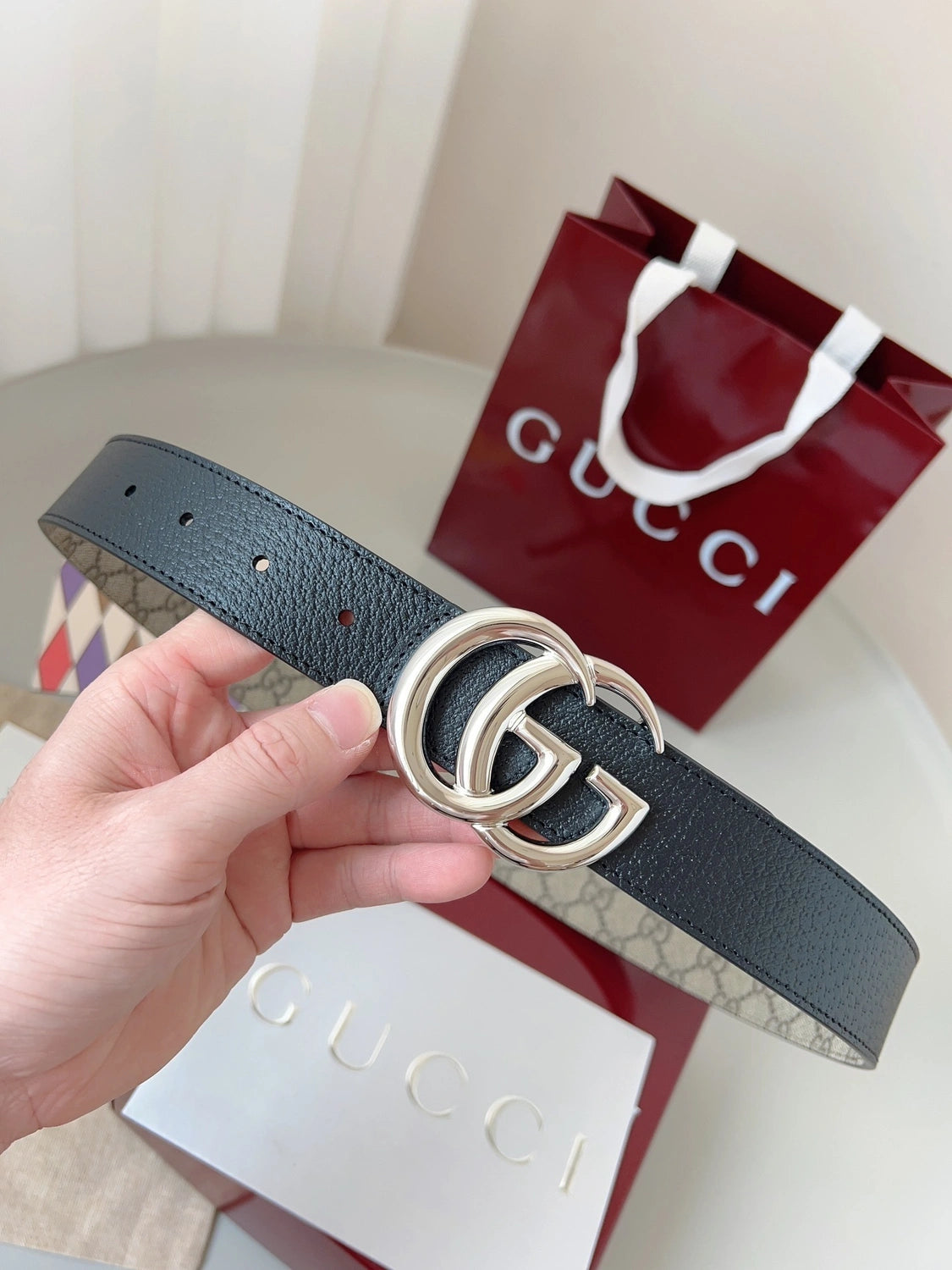 Gucci Inspired Belt with Double G Buckle - Hình 4