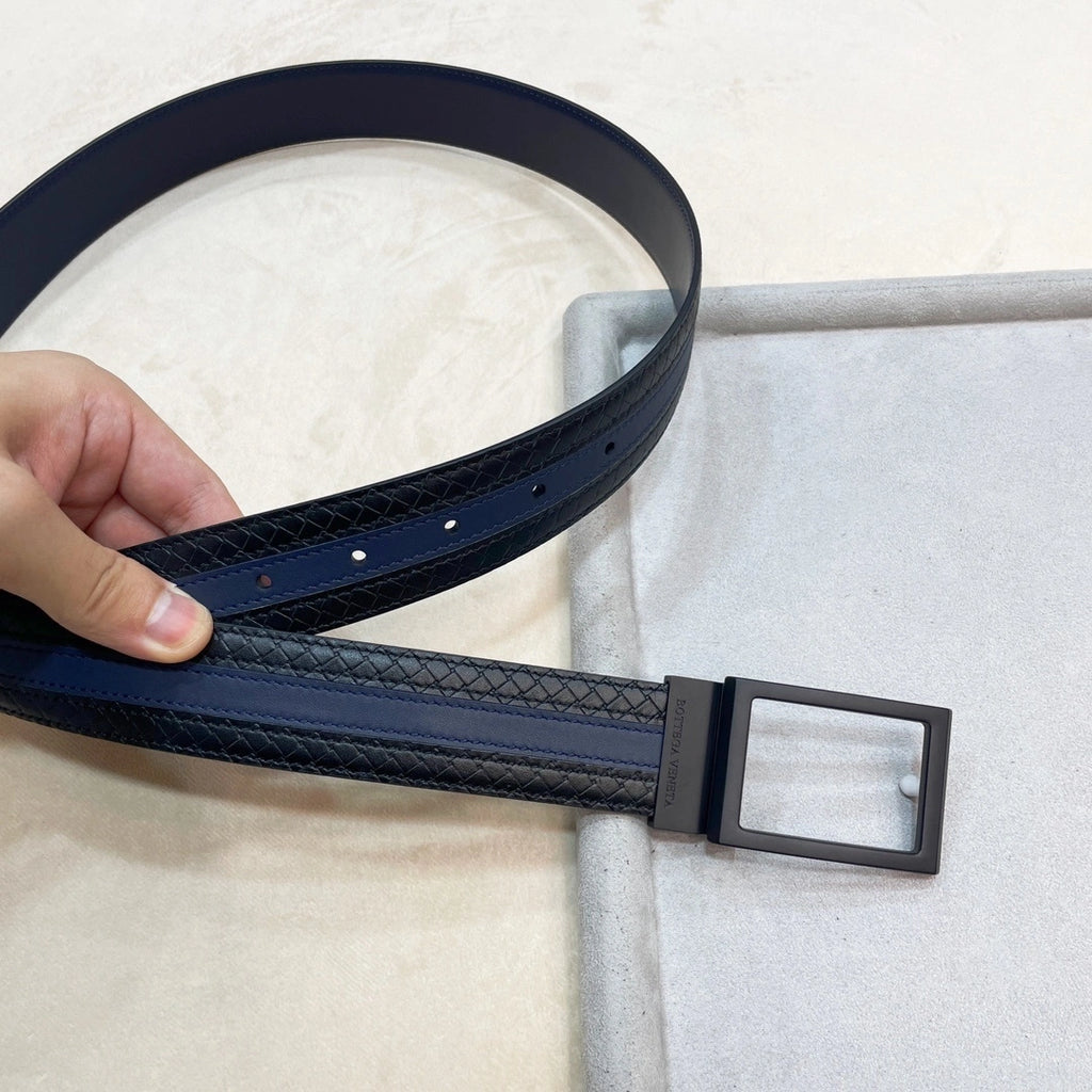 Black and Blue Premium Leather Belt Bottega Veneta Inspired - Hình 4