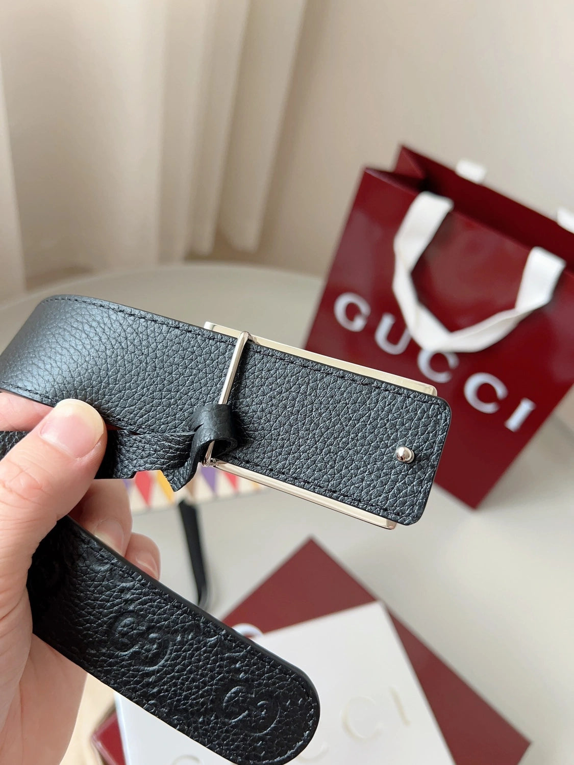Gucci Premium Quality Black Leather Belt - Hình 4