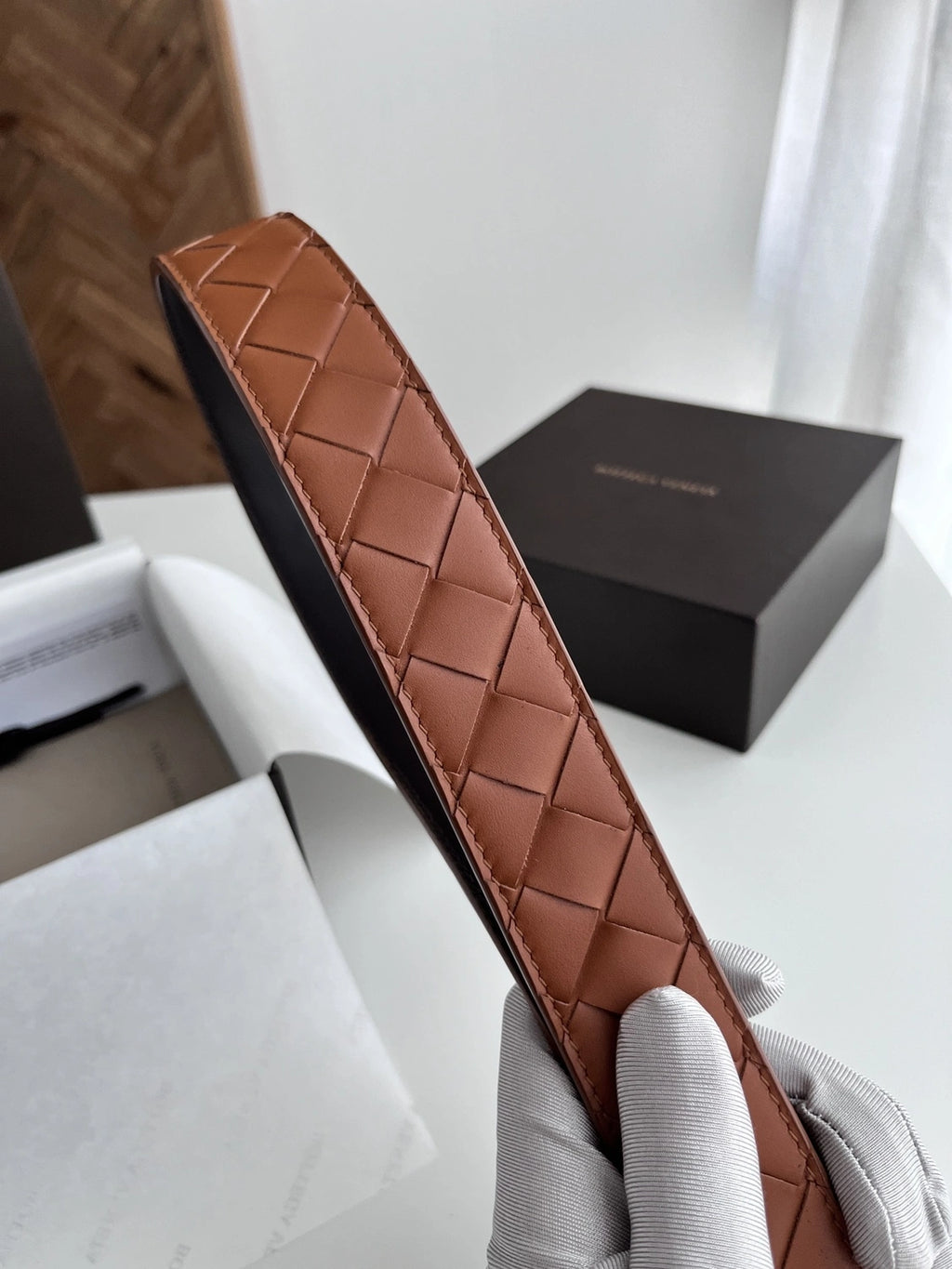 Premium Braided Leather Belt with Silver Buckle - Hình 4