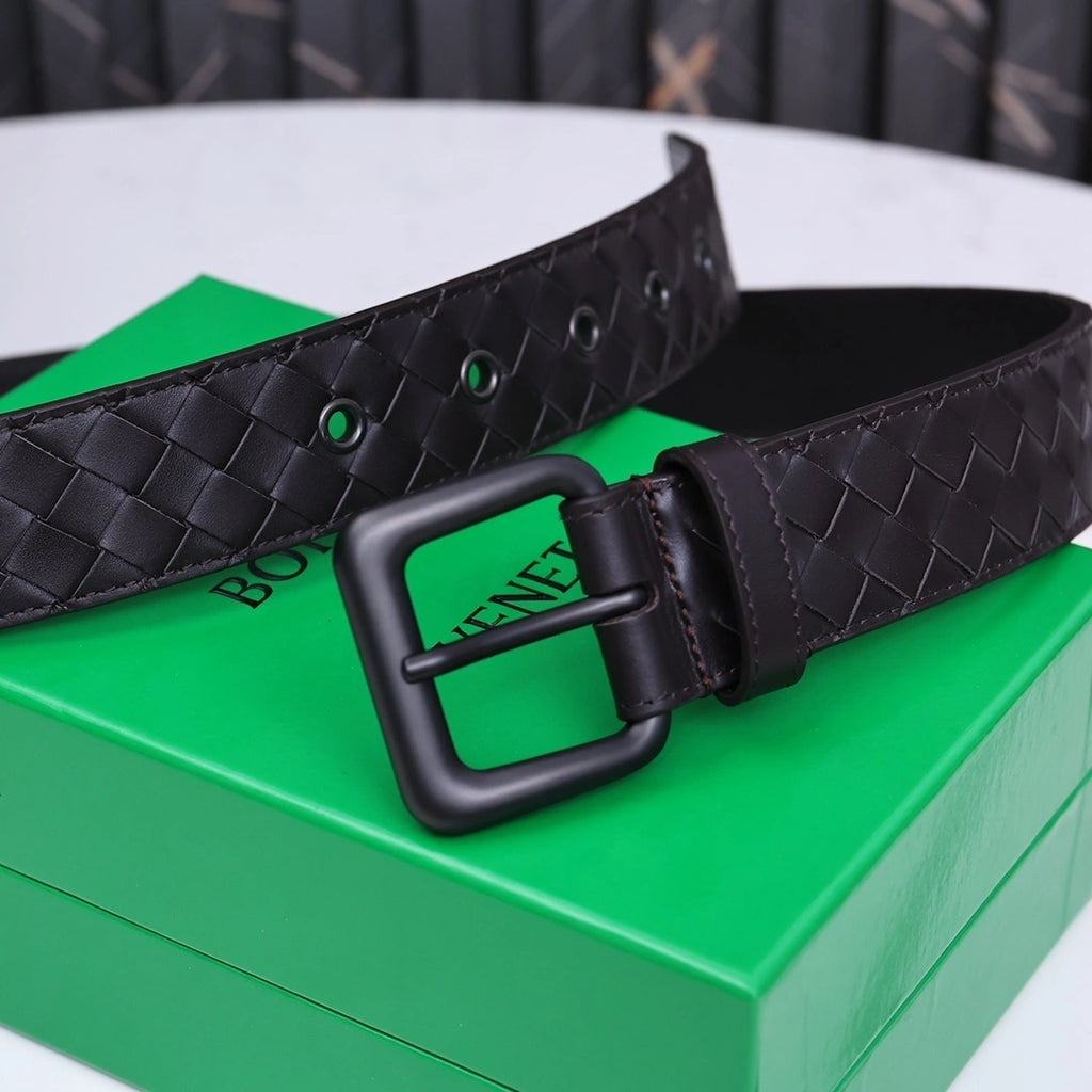 Bottega Veneta Premium Black Woven Leather Belt - Hình 4