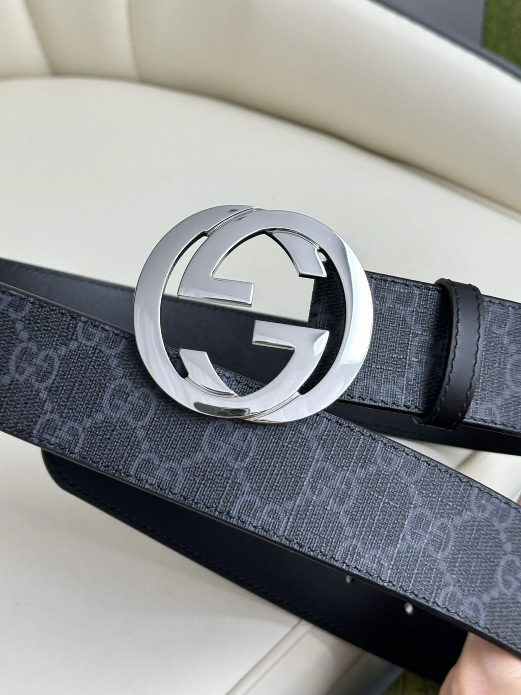 Gucci Premium Quality Belt with Silver Buckle - Hình 4