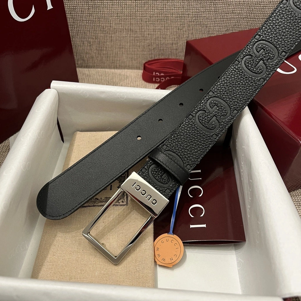 Gucci Premium Leather Belt Black - Hình 3