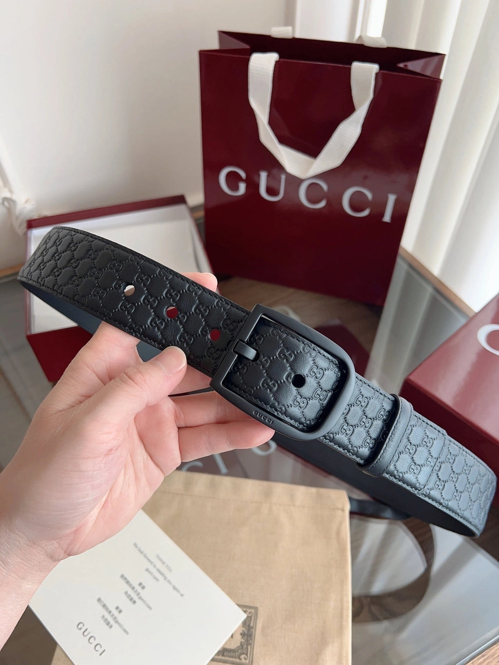 Gucci Signature Leather Belt Black - Hình 3
