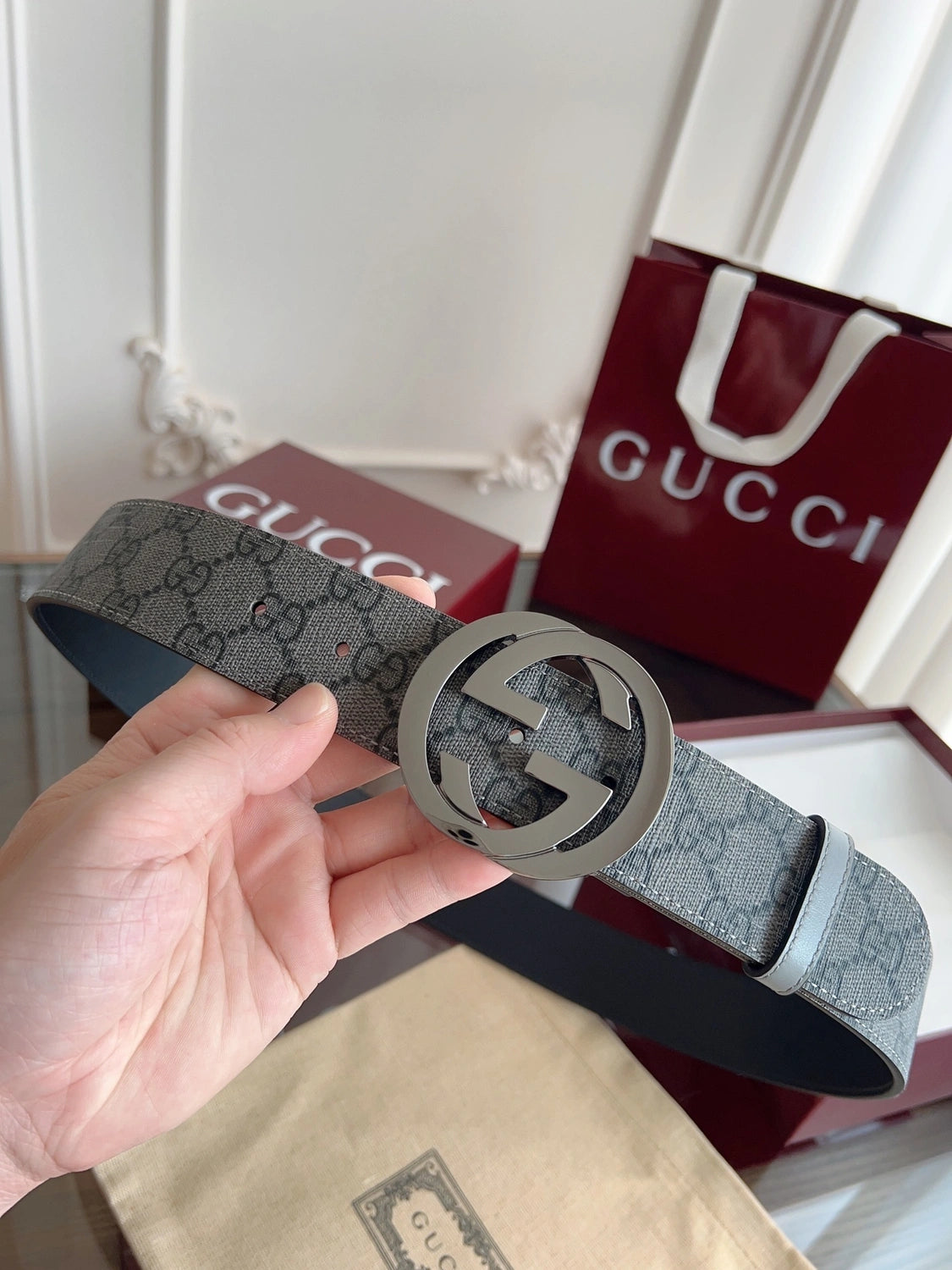 Gucci Inspired Belt with Iconic Buckle - Hình 4