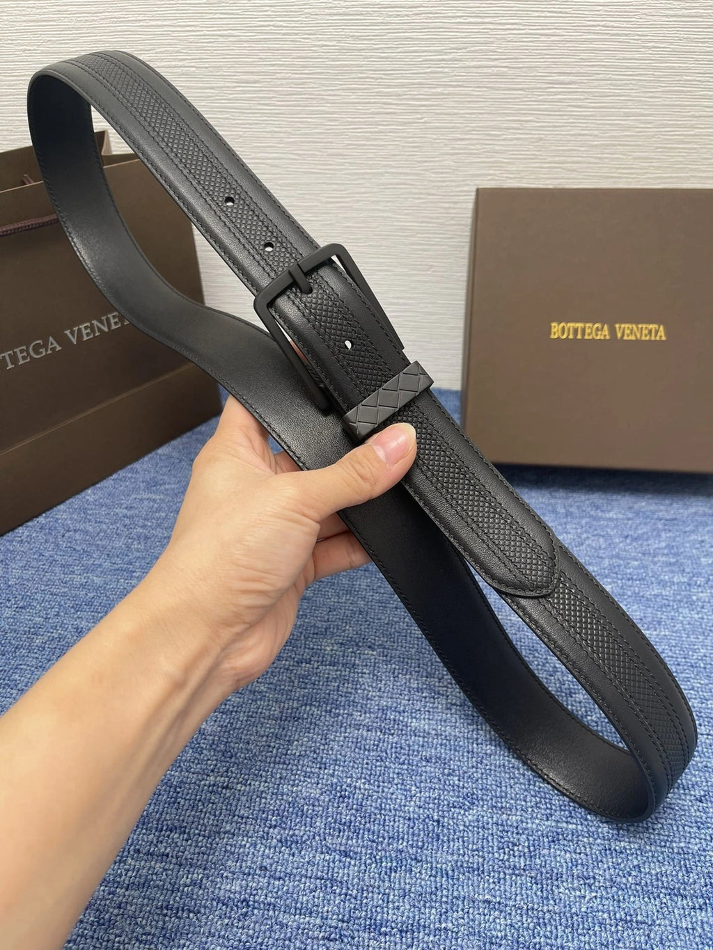 Premium Black Leather Belt - Hình 4