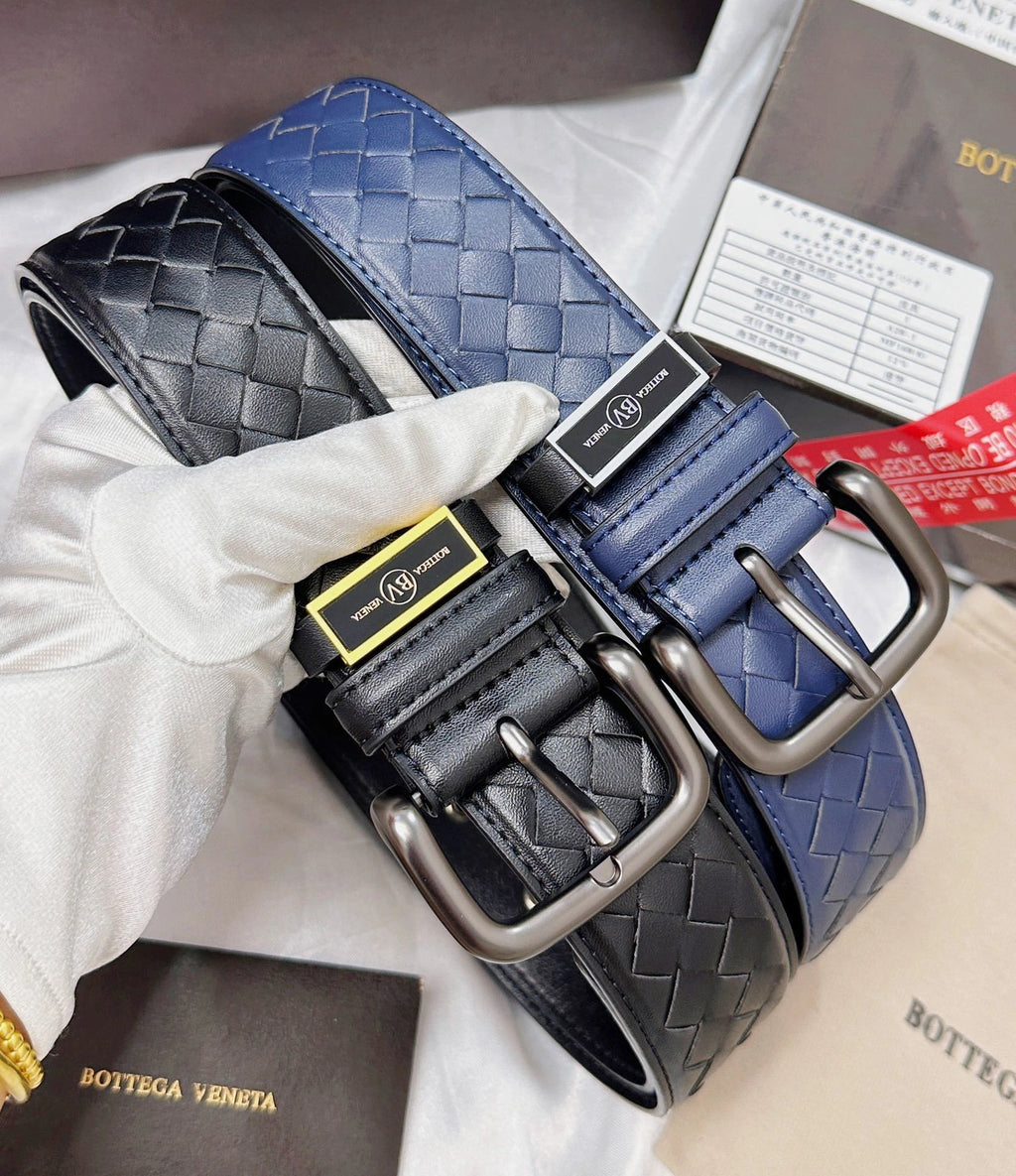 Premium Woven Leather Belts in Black, Brown, Grey, and Navy - Hình 2