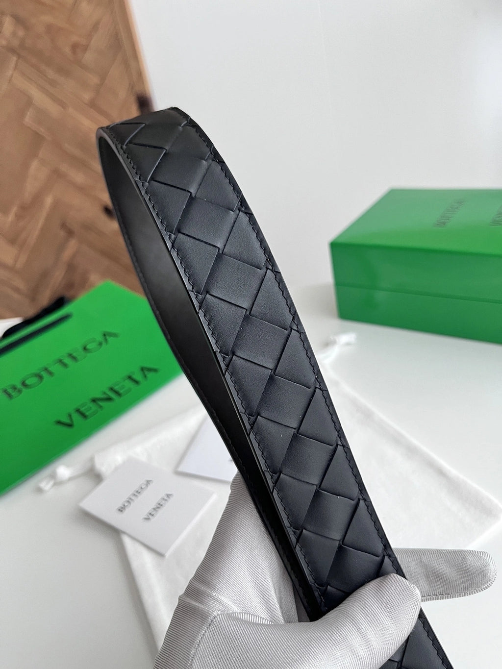 Premium Woven Leather Belt with Silver Buckle - Hình 4