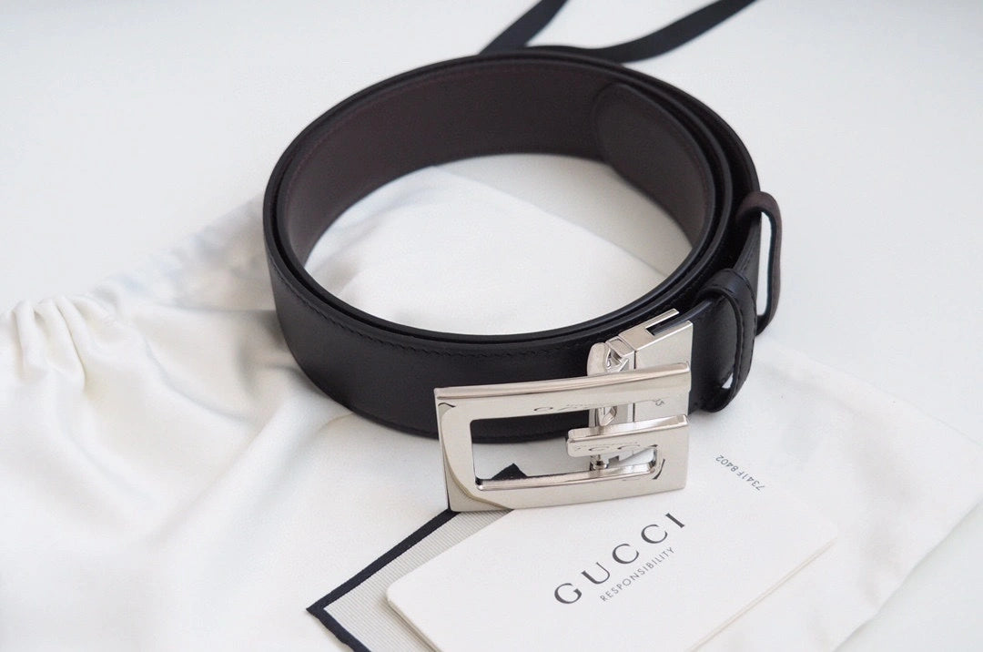 Premium Leather Belt with Silver Buckle in Gift Box - Hình 3