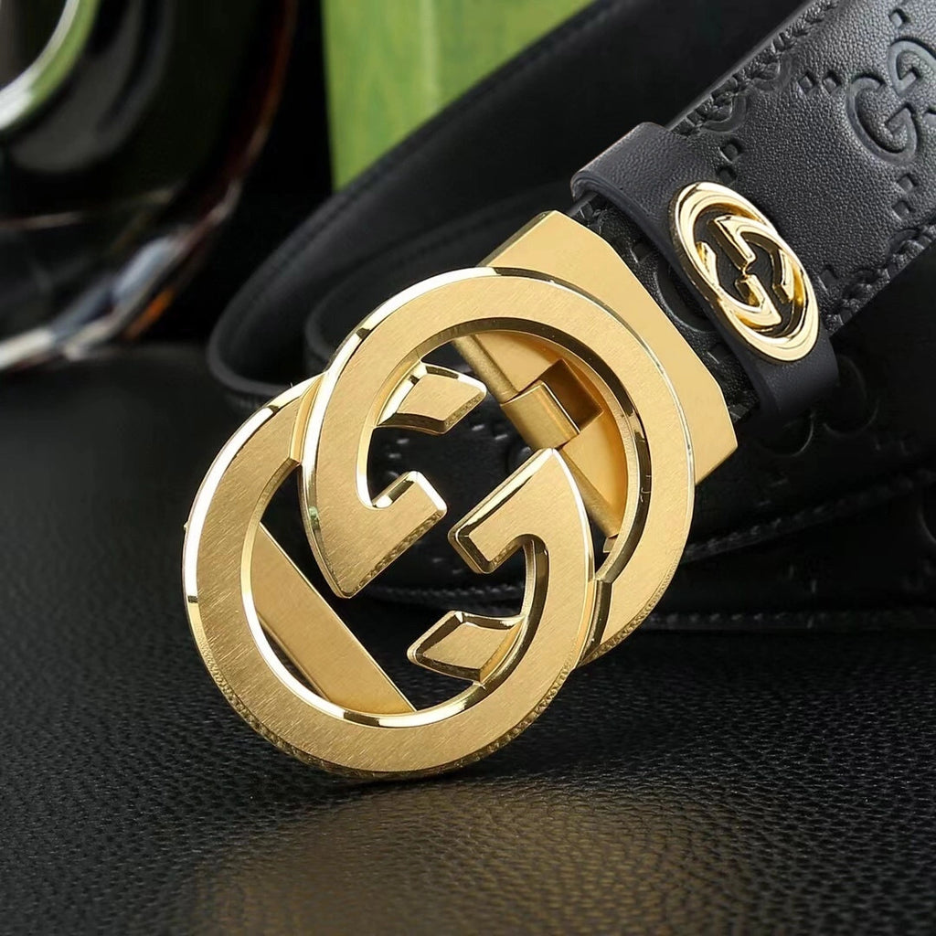 Gucci Premium Leather Belt Black with Silver Buckle