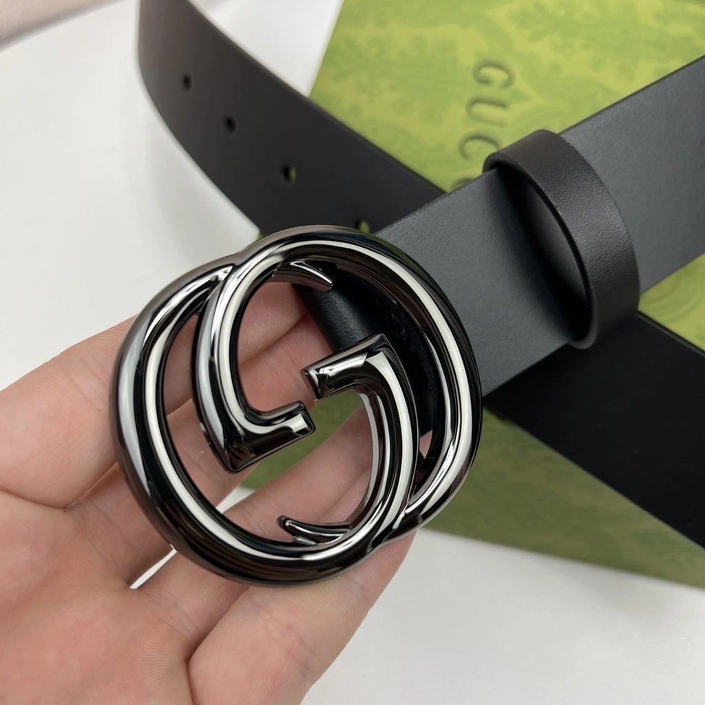 Premium Leather Belt with GG Buckle - Hình 4