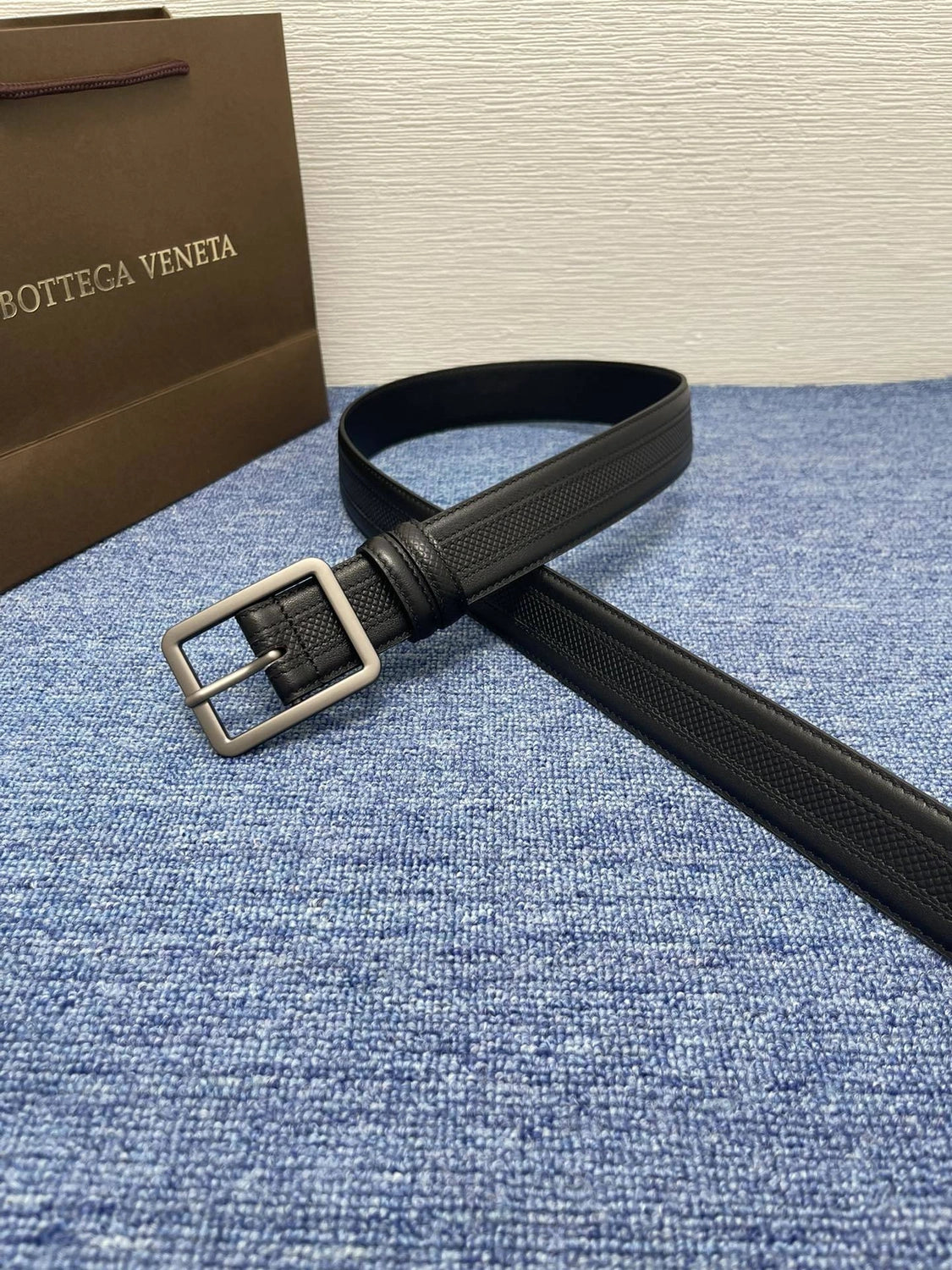 Premium Black Leather Belt with Metal Buckle - Hình 4