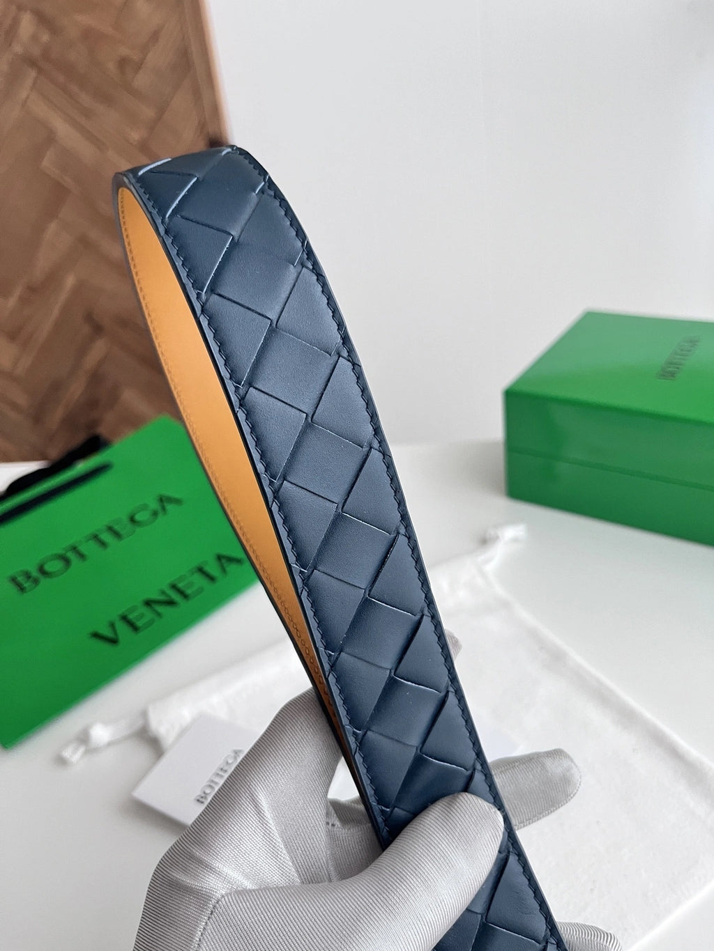 Premium Woven Blue Leather Belt - Hình 4