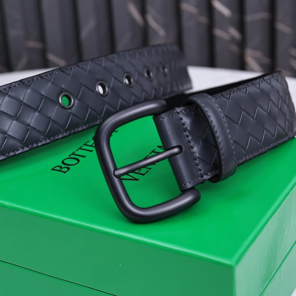 Bottega Veneta Premium Quality Woven Leather Belt Black - Hình 4