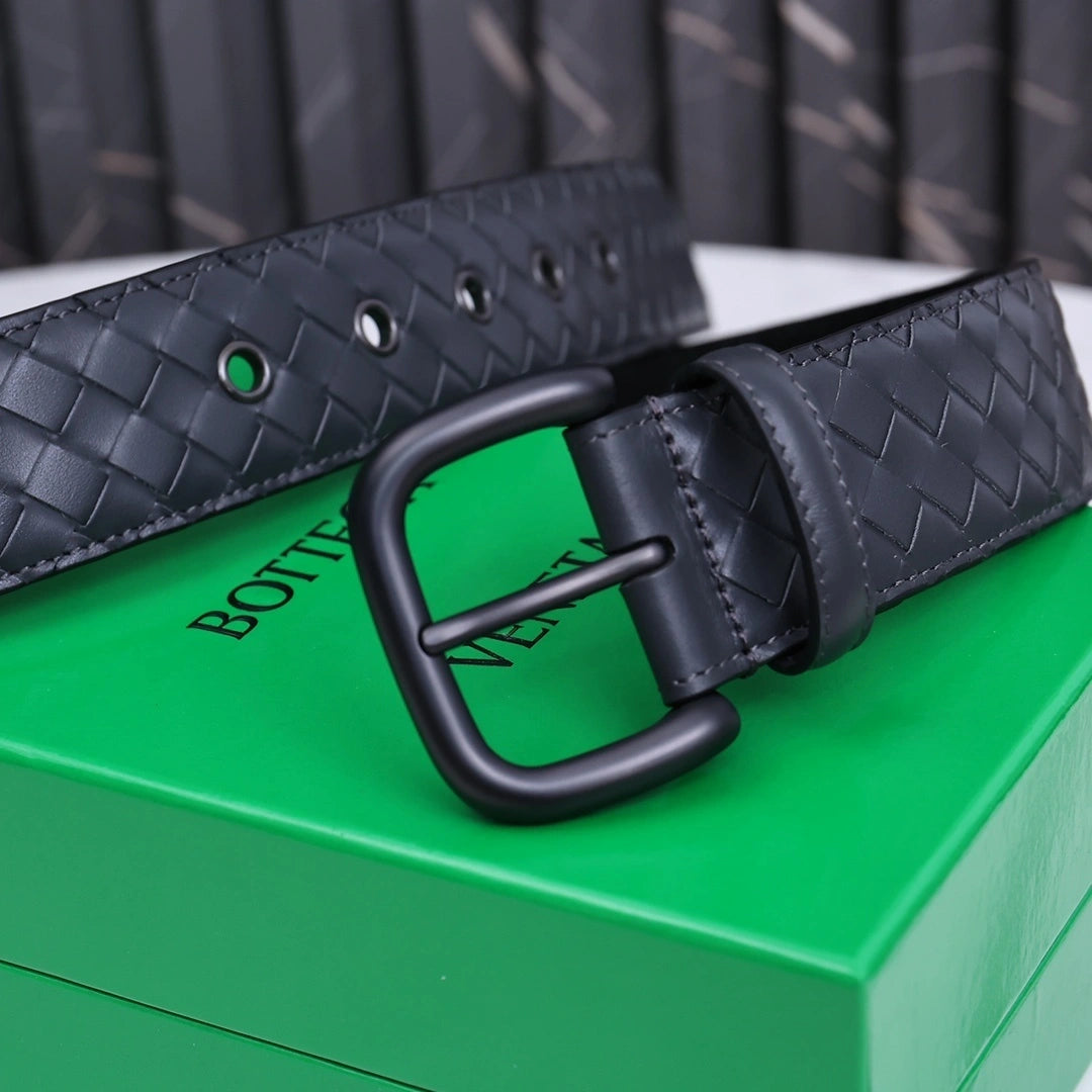 Bottega Veneta Premium Quality Woven Leather Belt Black - Hình 4
