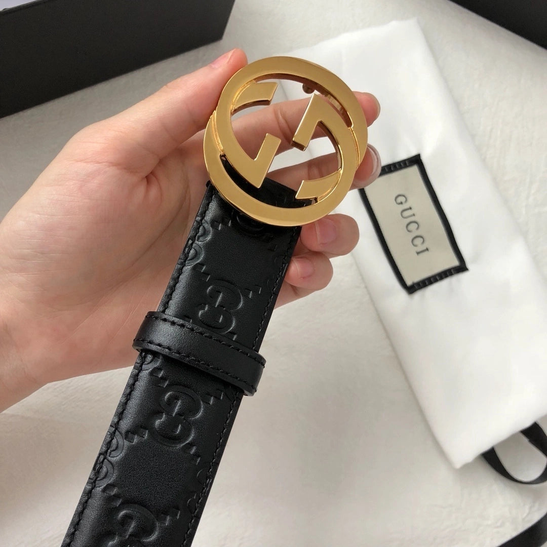 Gucci Premium Leather Belt with GG Buckle - Hình 3