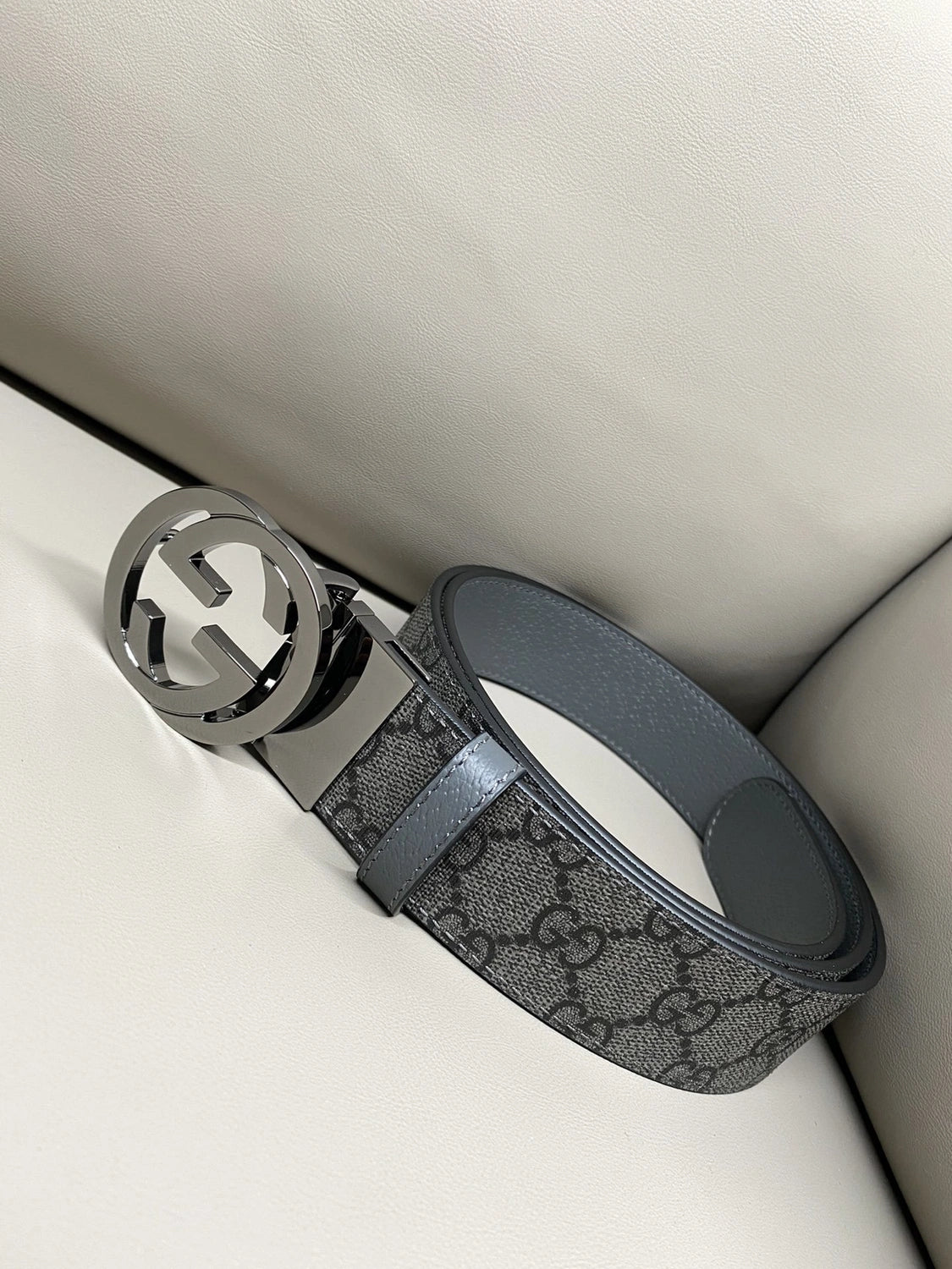 Gucci Grey Interlocking G Belt - Hình 4